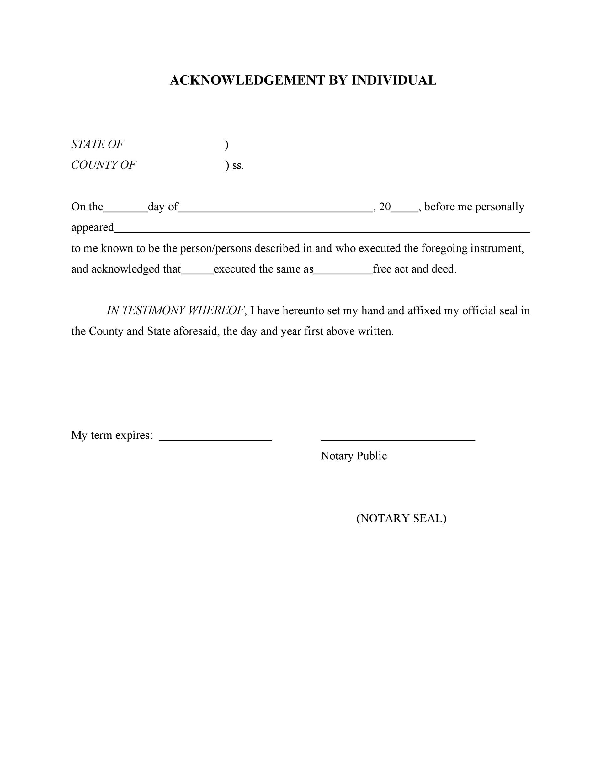 Free notary acknowledgement 05