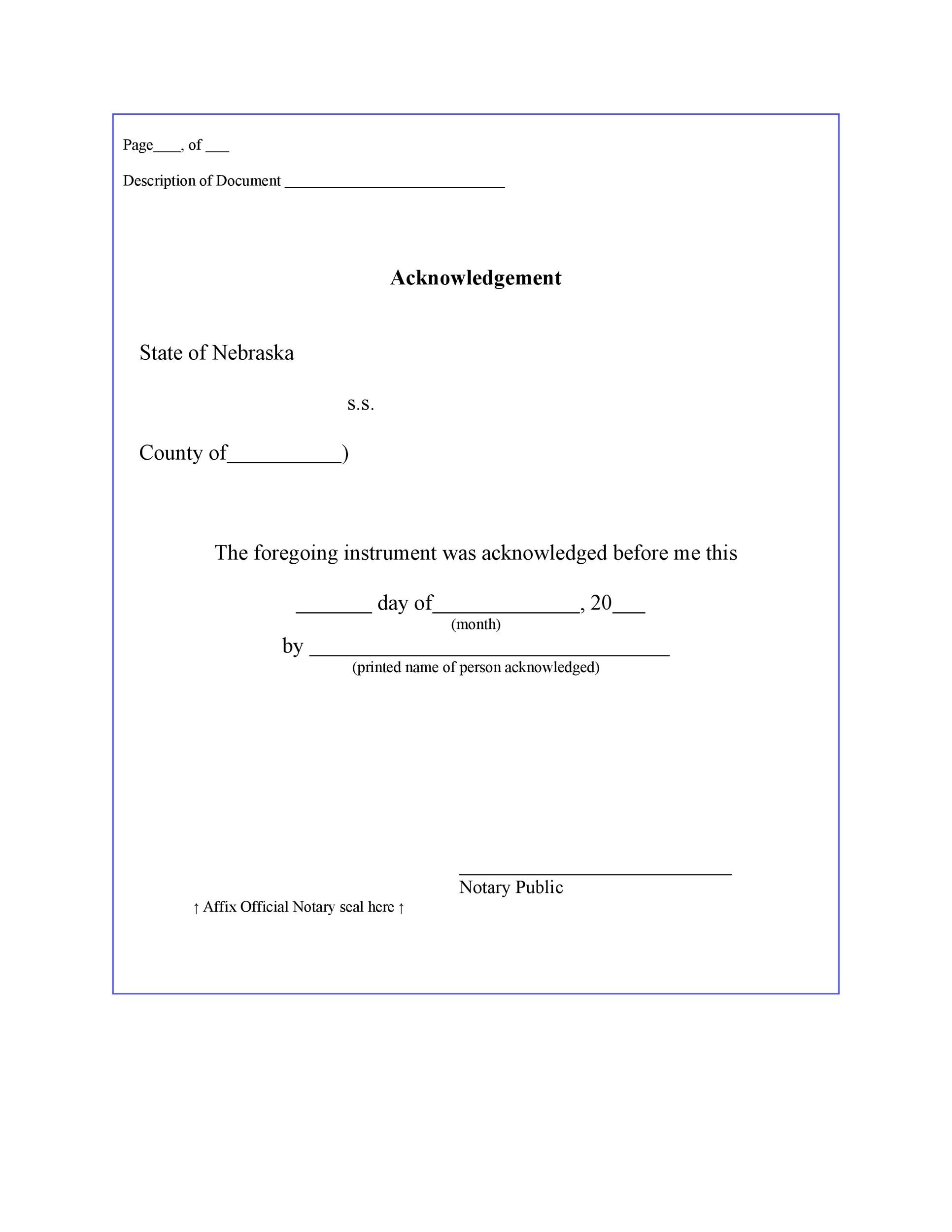 Printable Notary Acknowledgement Printable Form Templates And Letter 