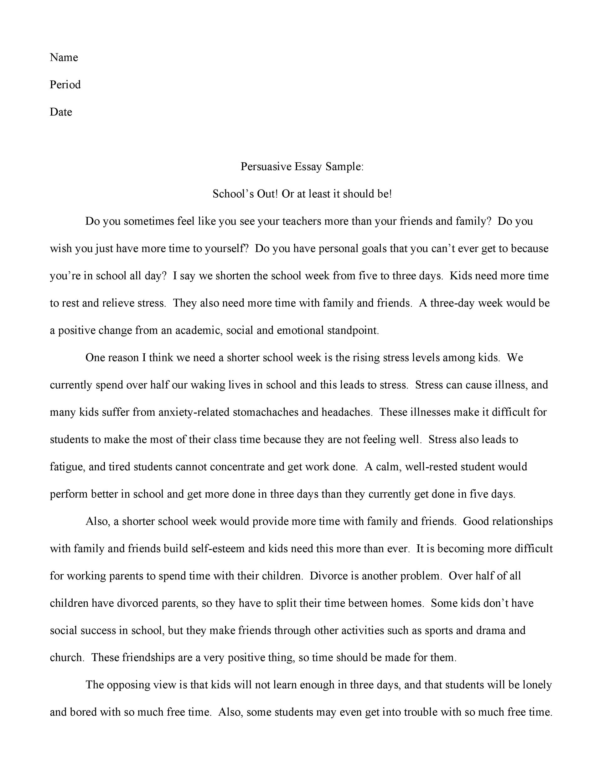 free persuasive essay examples