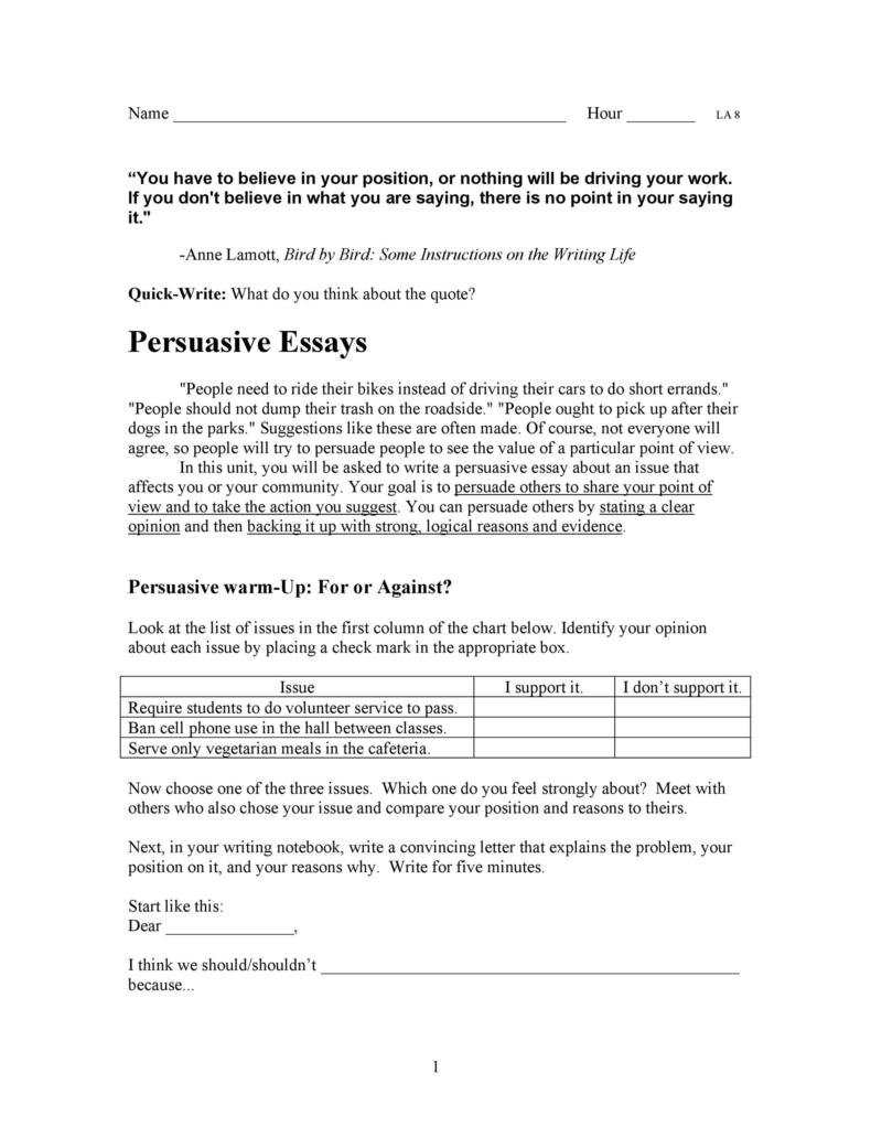 persuasive essay job application example