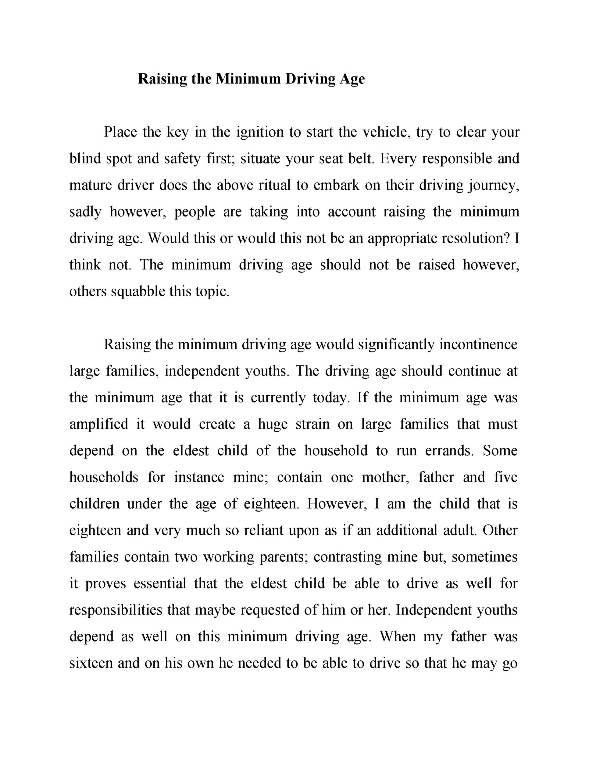 driving age should be raised essay
