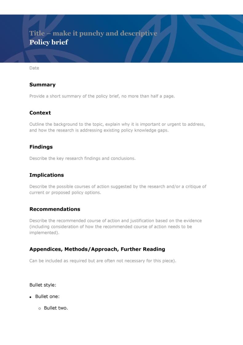 50 Free Policy Brief Templates (MS Word) ᐅ TemplateLab