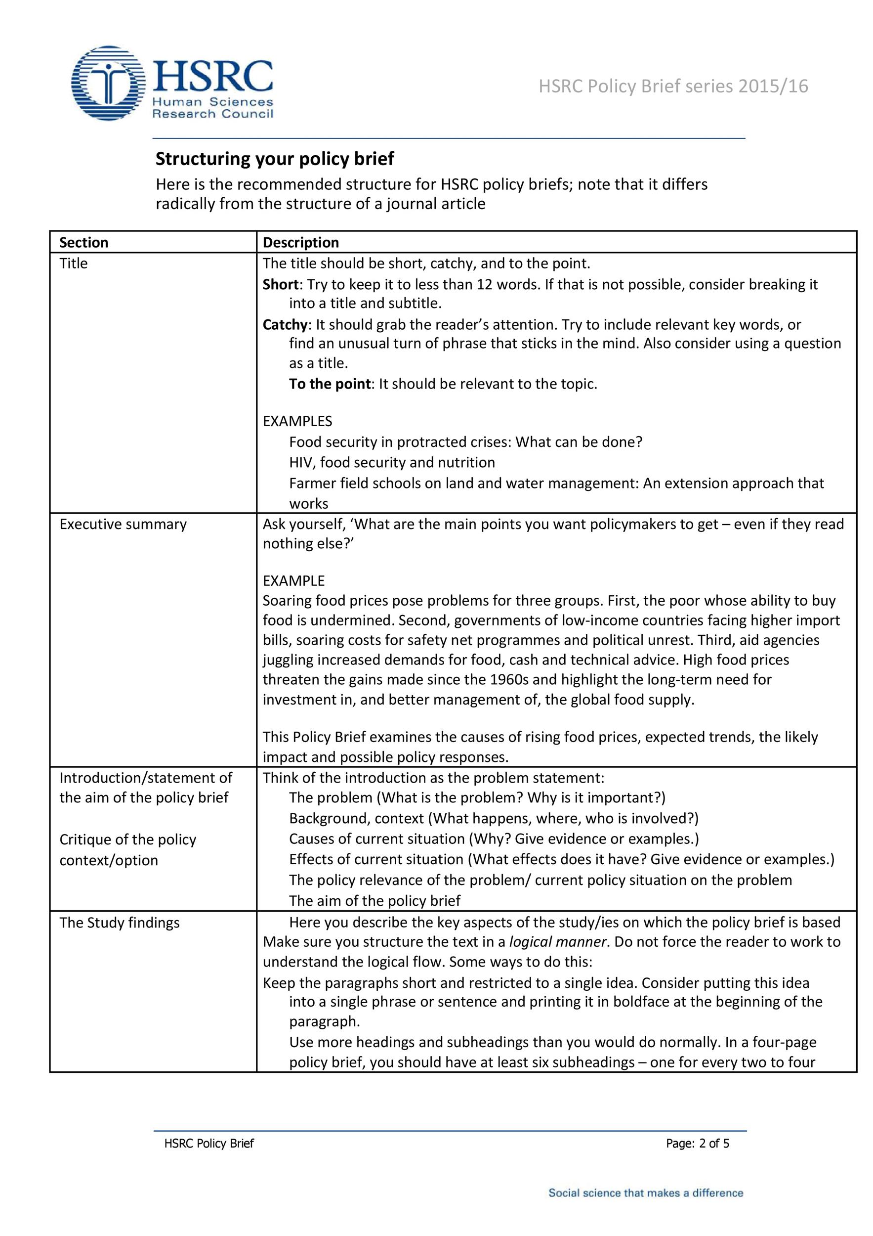 Free Policy Brief Template Microsoft Word Printable Templates