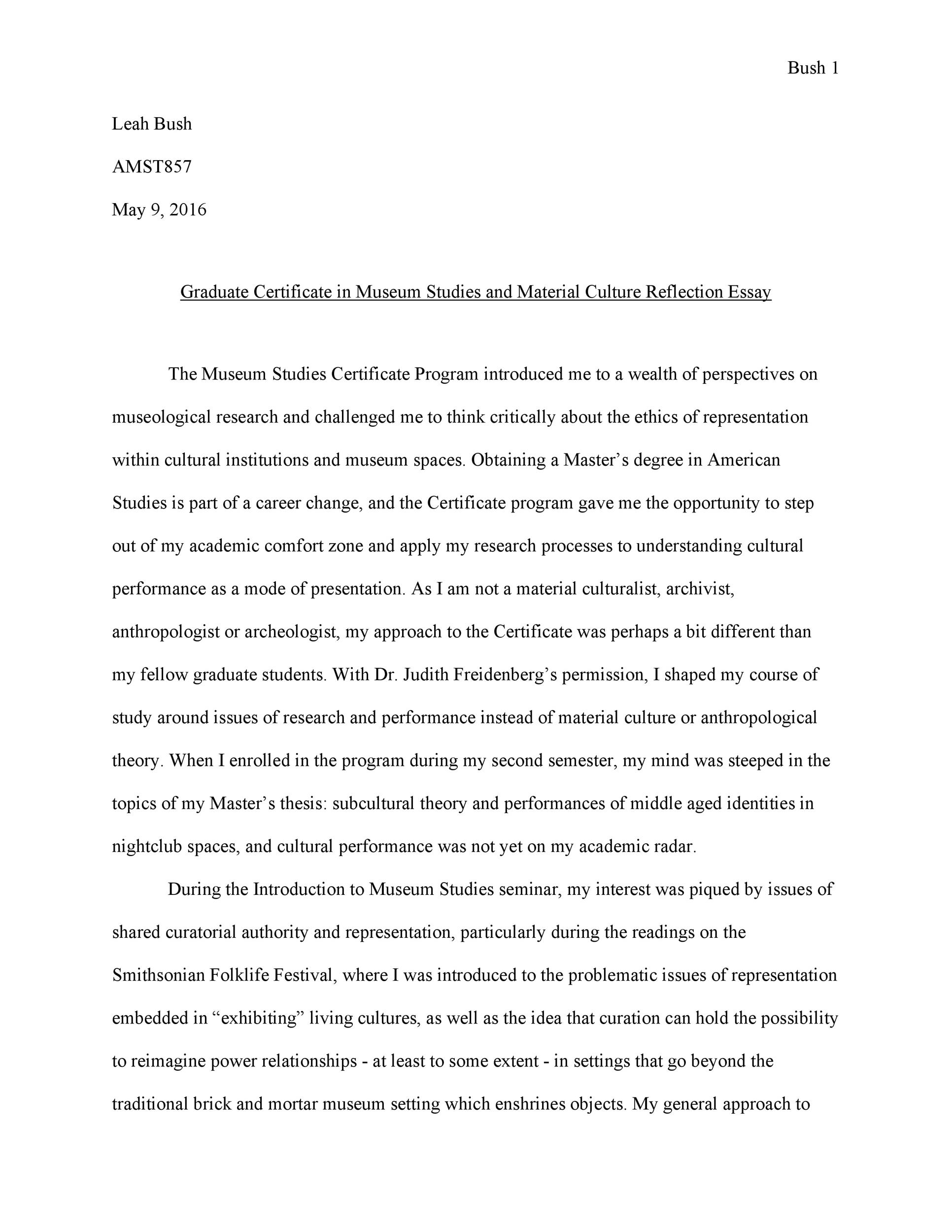 graduate reflection essay