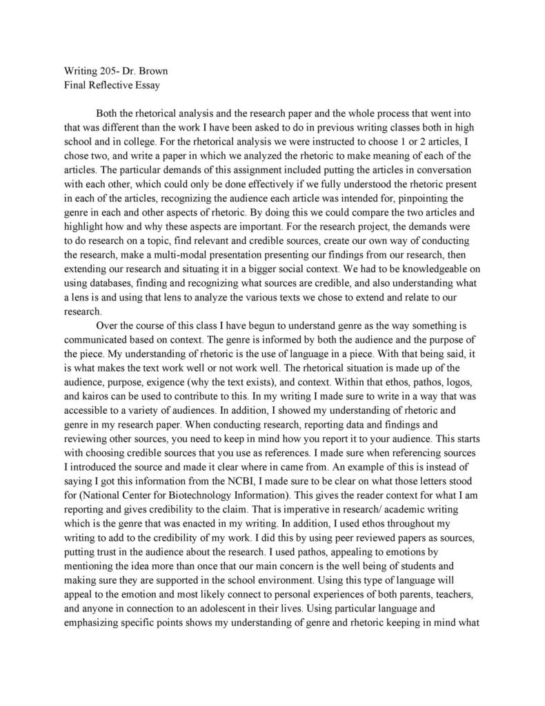 example of a reflective essay introduction