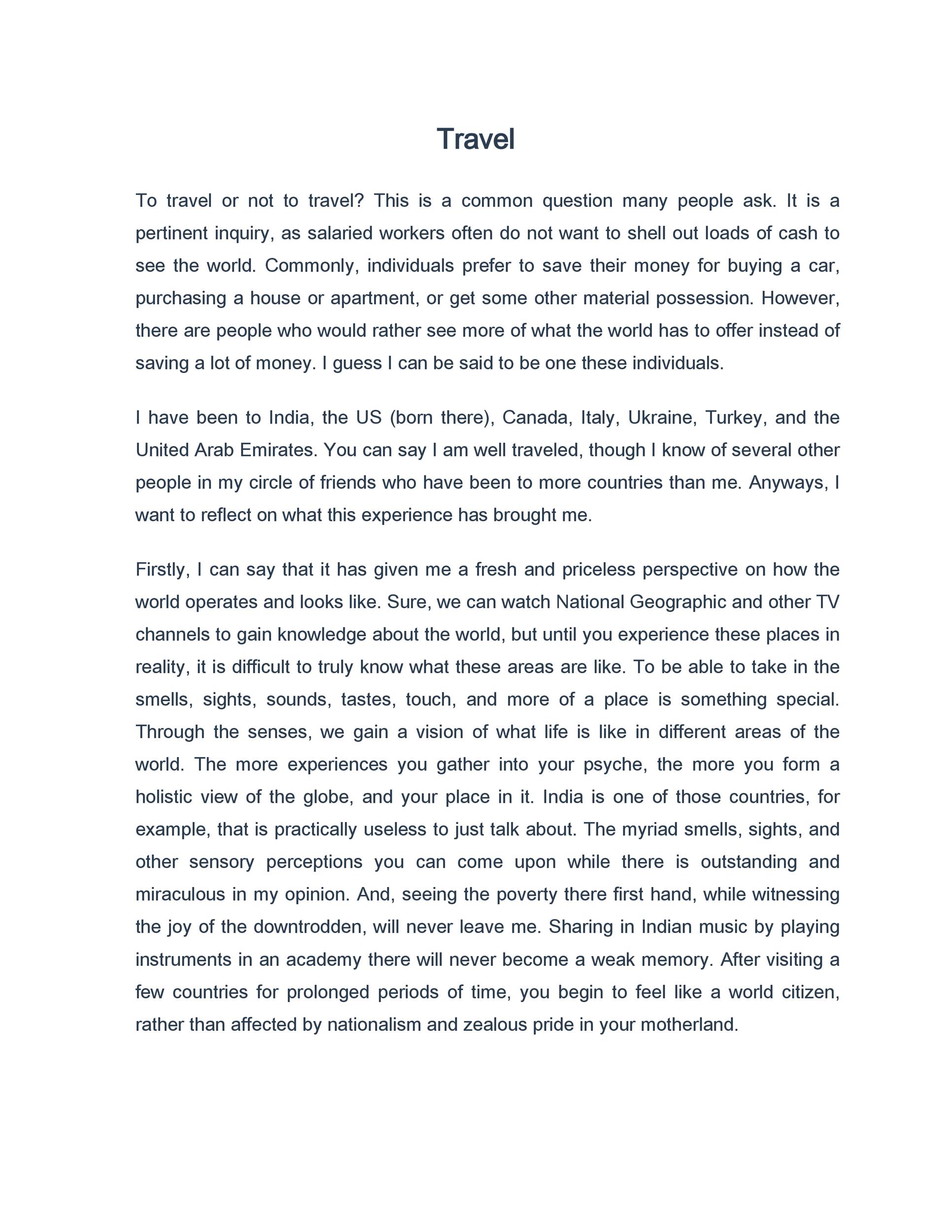 a reflective essay on personal experiences