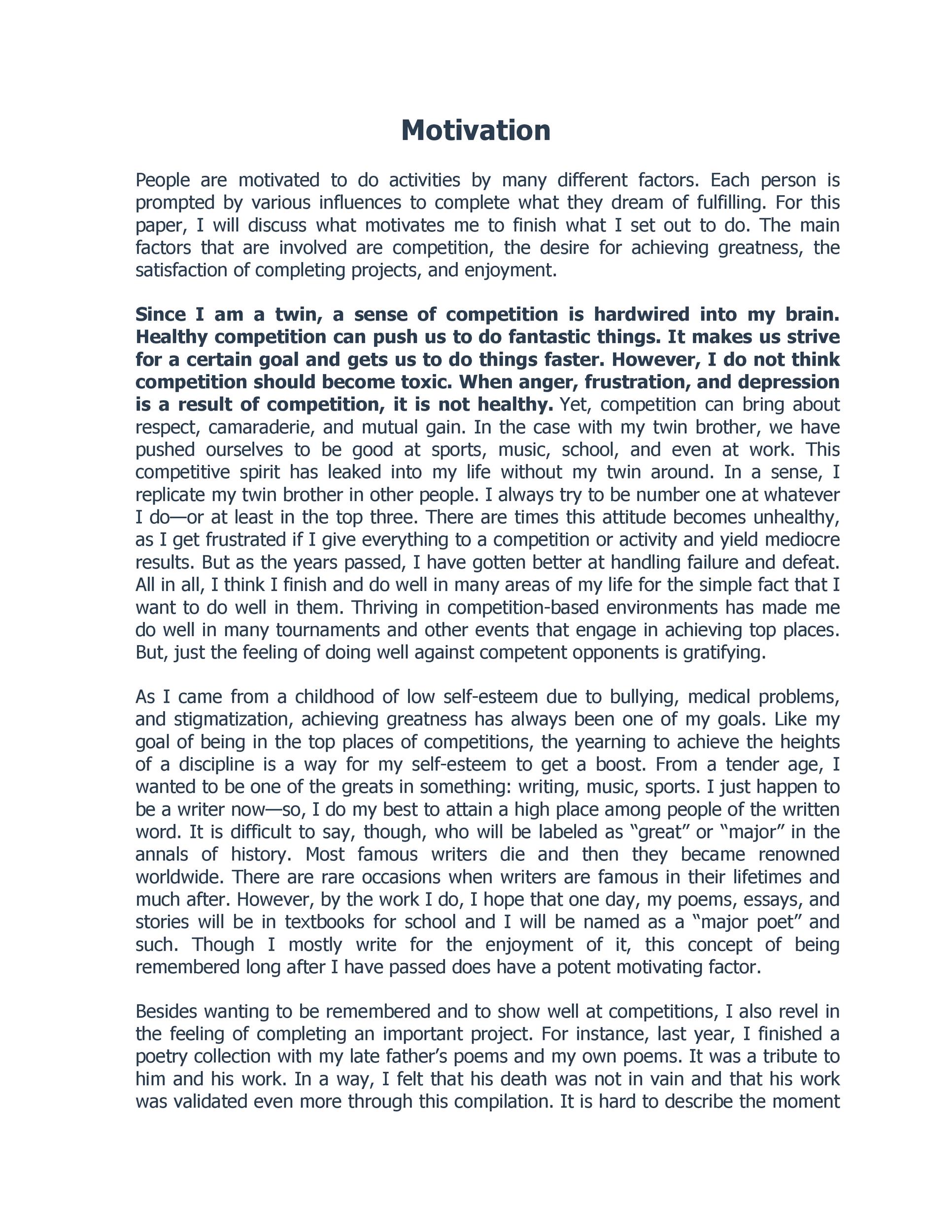reflective essay thesis