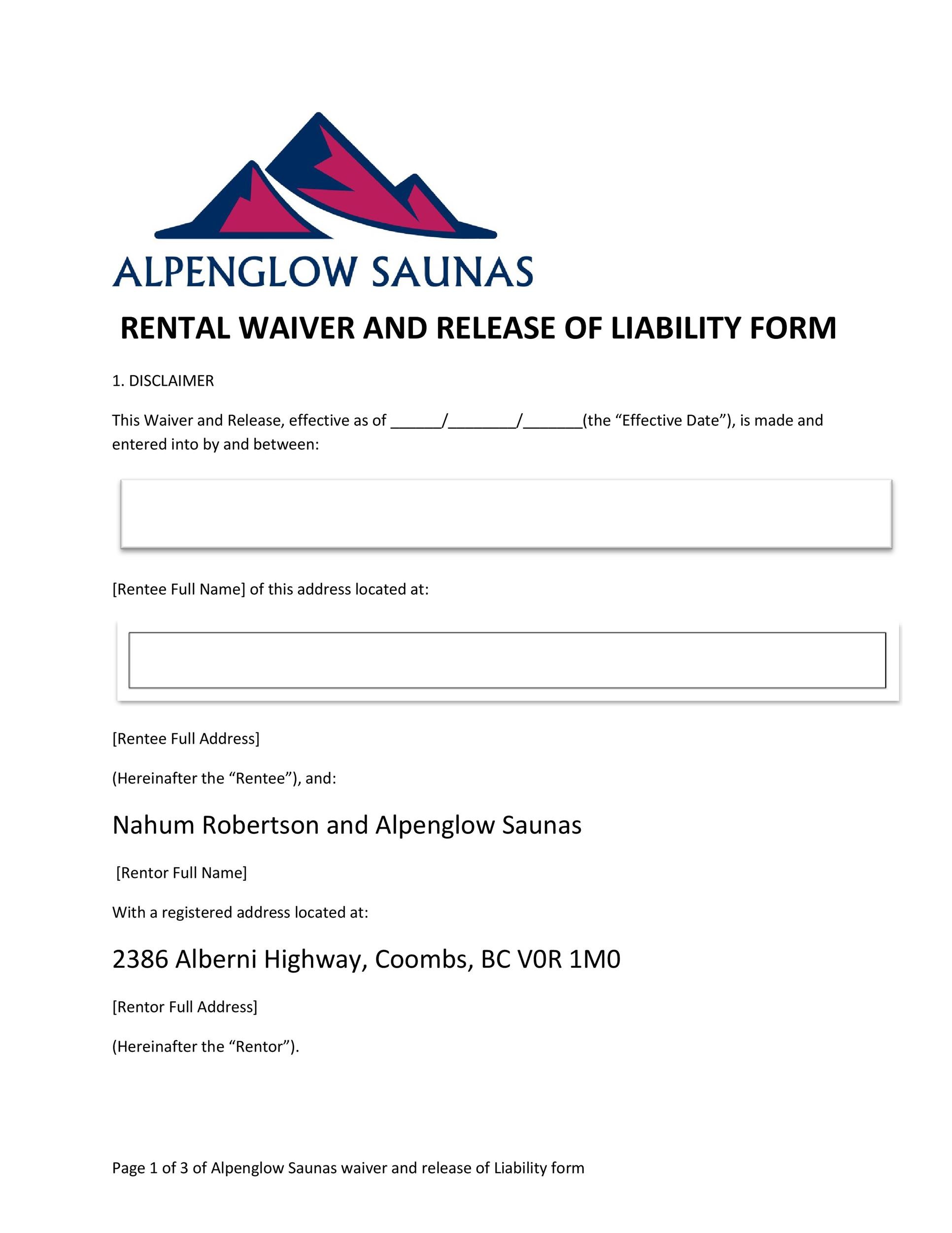 Free release of liability form 17