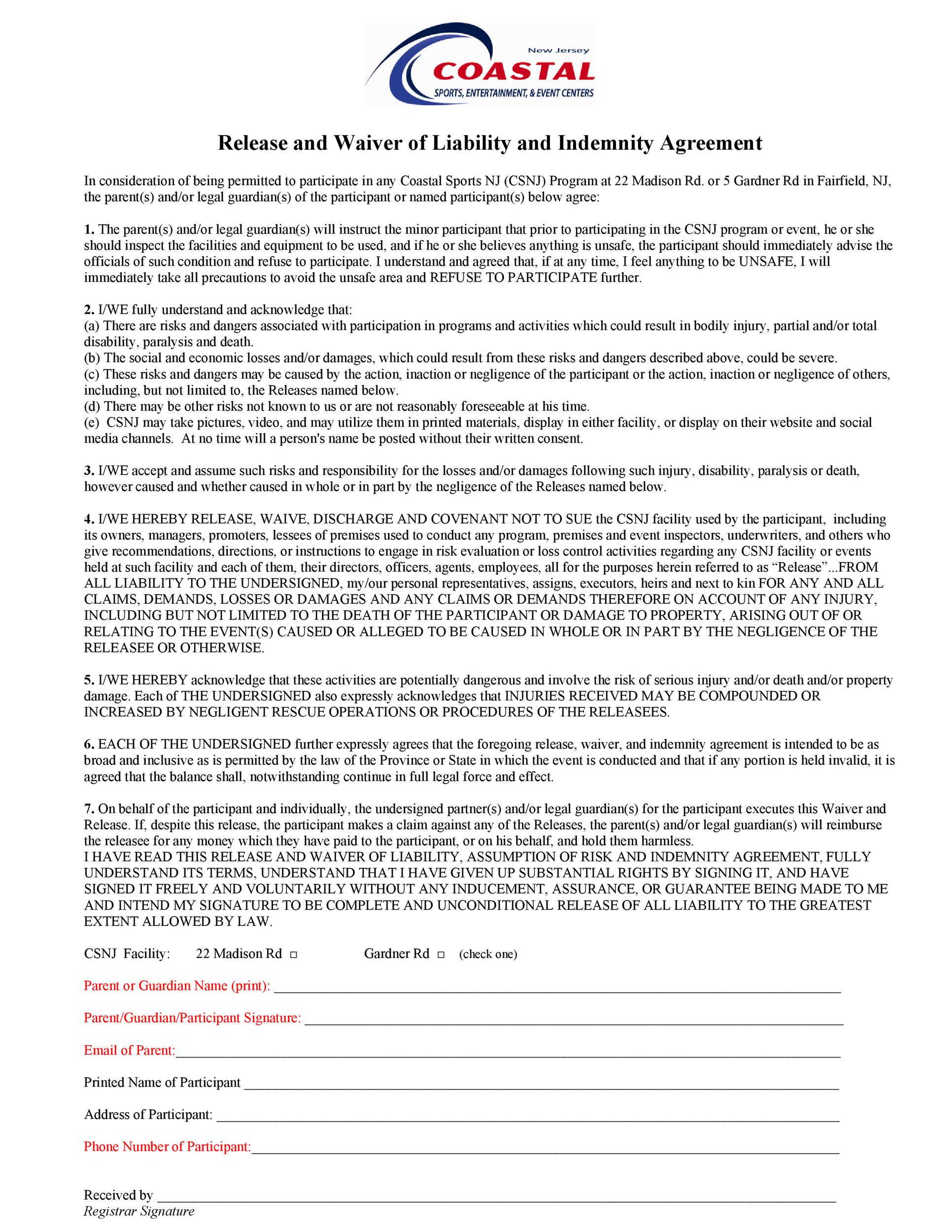Free release of liability form 22