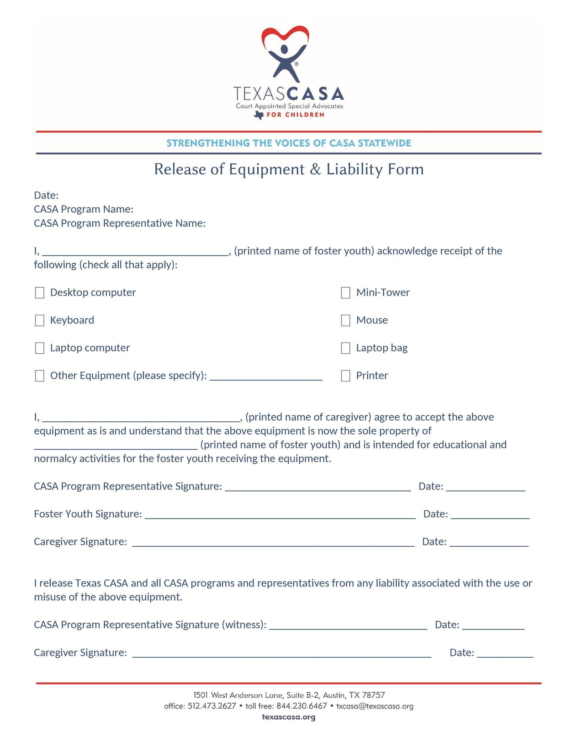 Free release of liability form 49