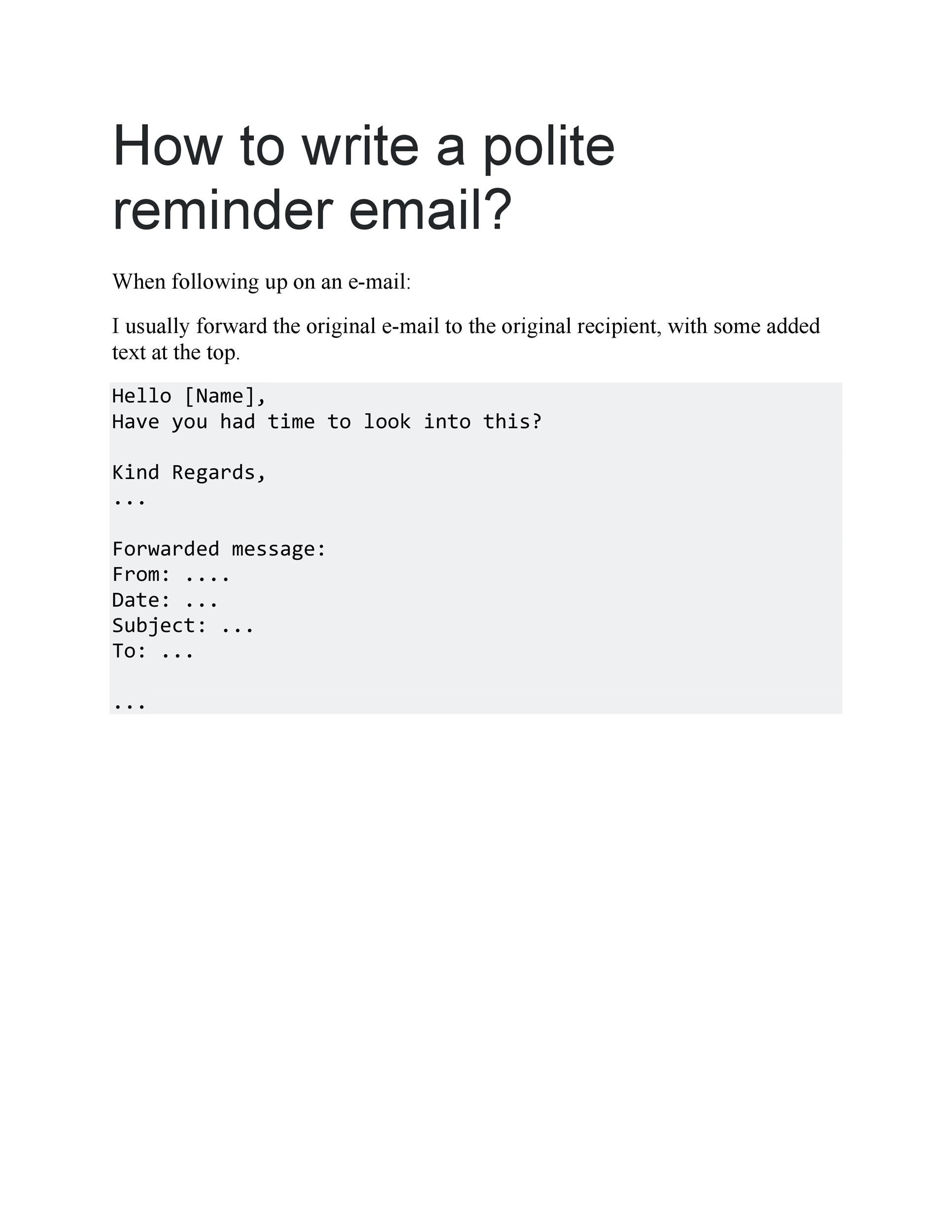 50 Polite Reminder Email Samples & Templates ᐅ TemplateLab