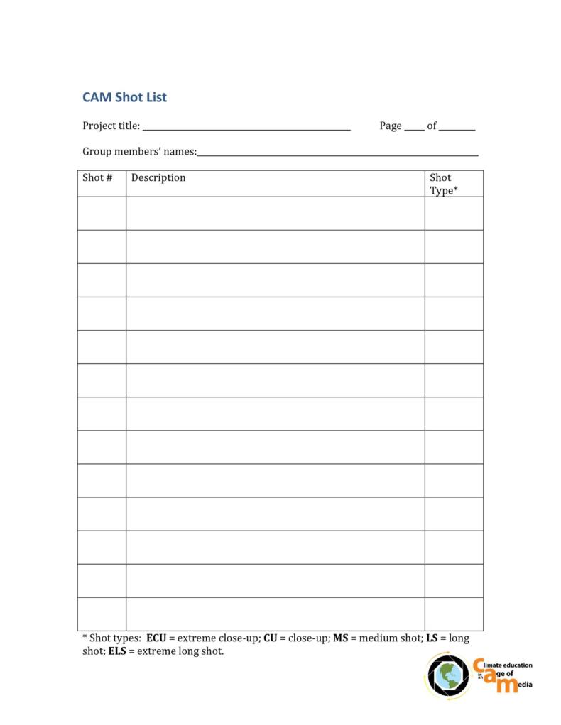 50 Handy Shot List Templates [Film & Photography] ᐅ TemplateLab