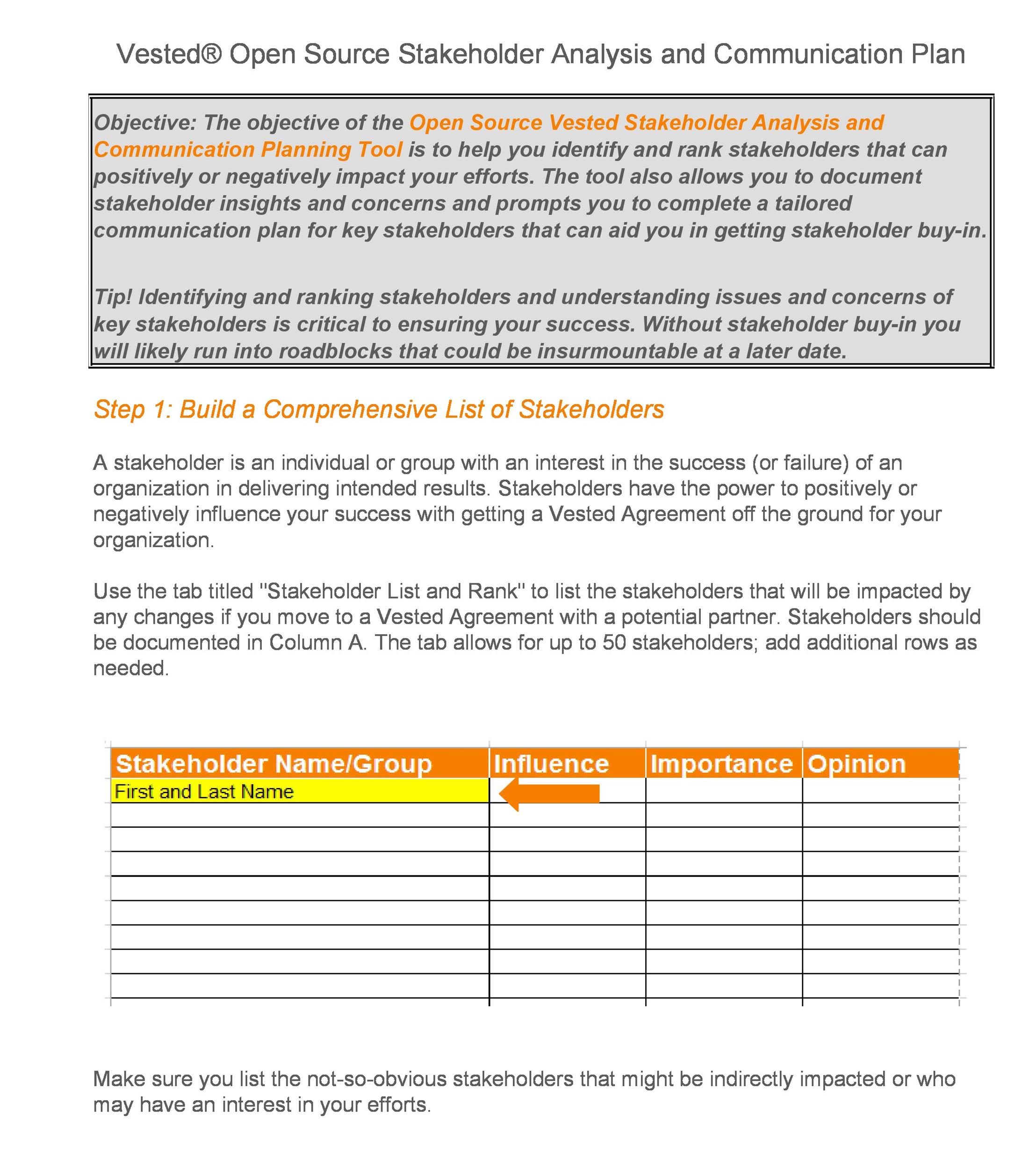 Free stakeholder analysis template 07