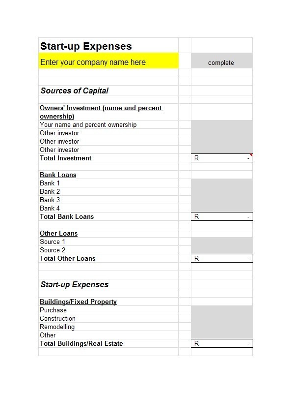 Free startup budget template 24