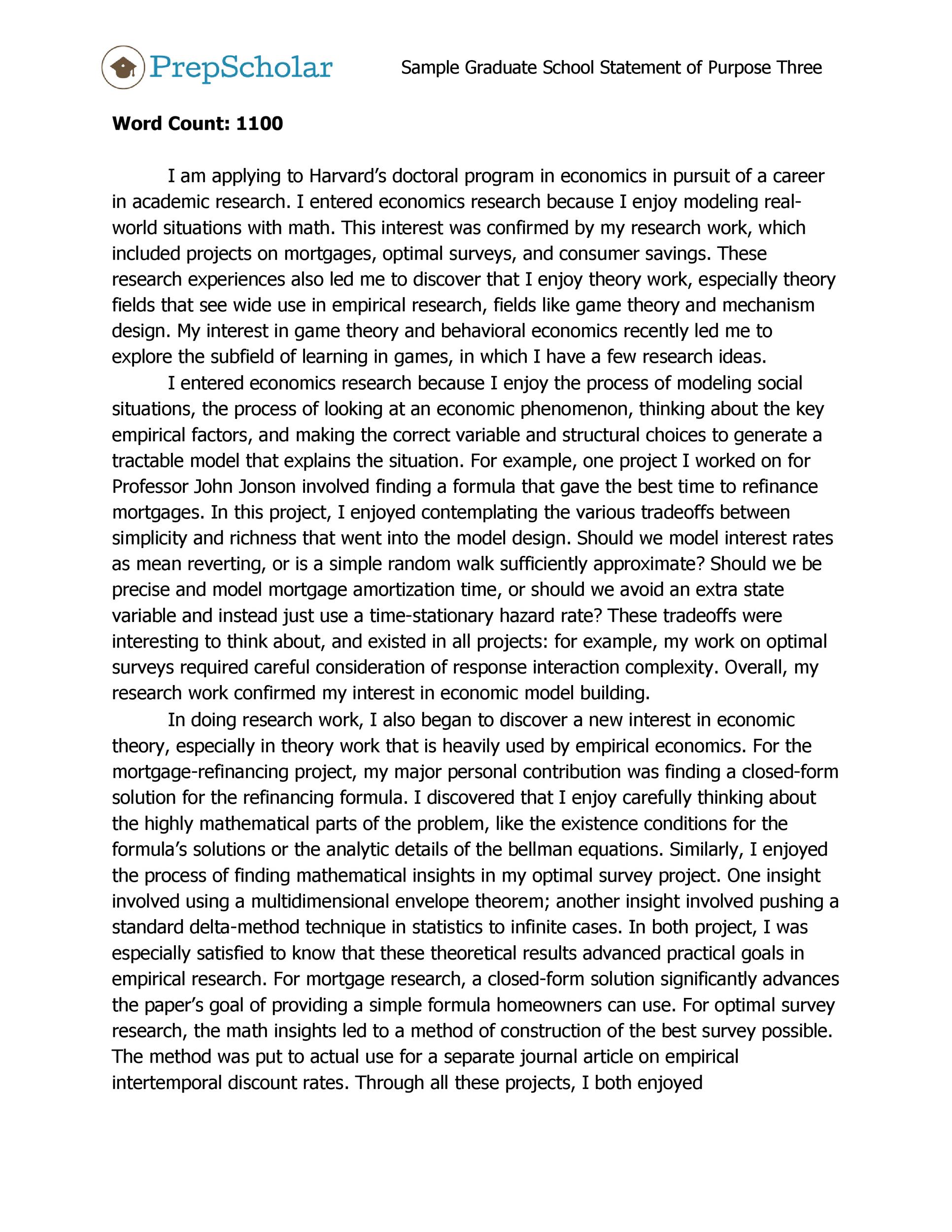 statement of purpose phd project