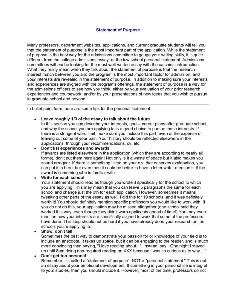 50 Statement Of Purpose Examples (Graduate School, MBA, PhD) ᐅ