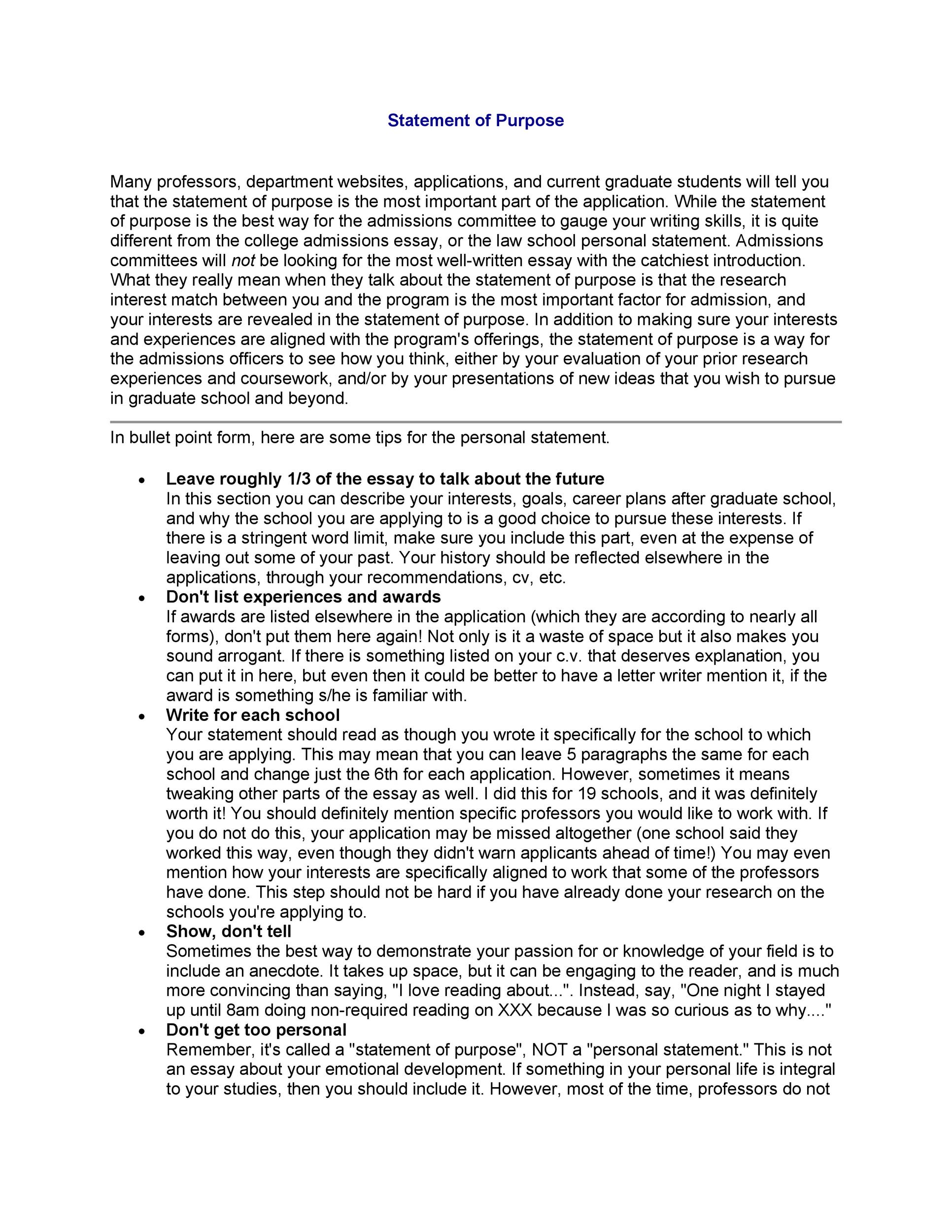 statement of purpose personal statement difference