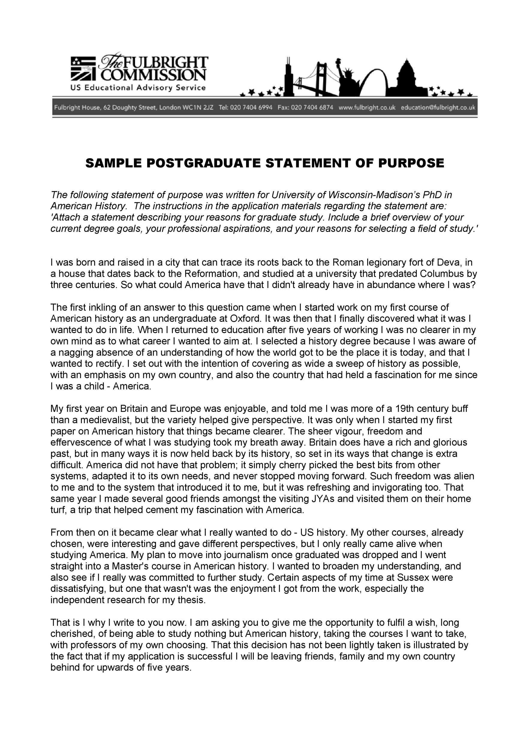 graduate school sample statement of purpose