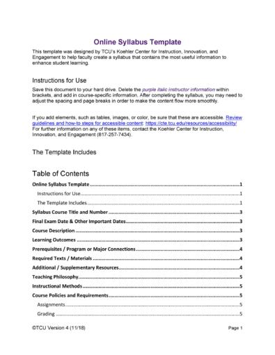 47 Editable Syllabus Templates (Course Syllabus) ᐅ TemplateLab