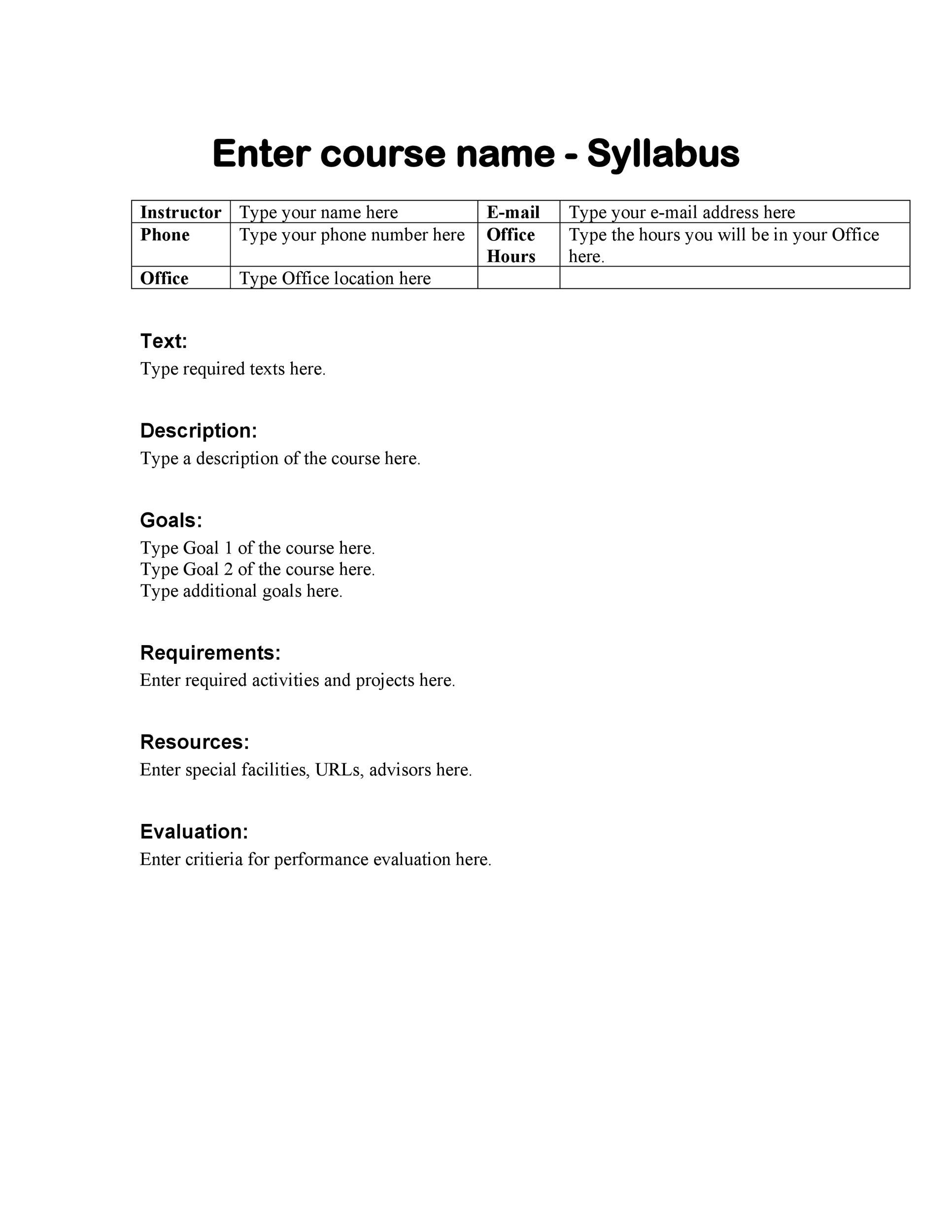 Free sylabus template 46