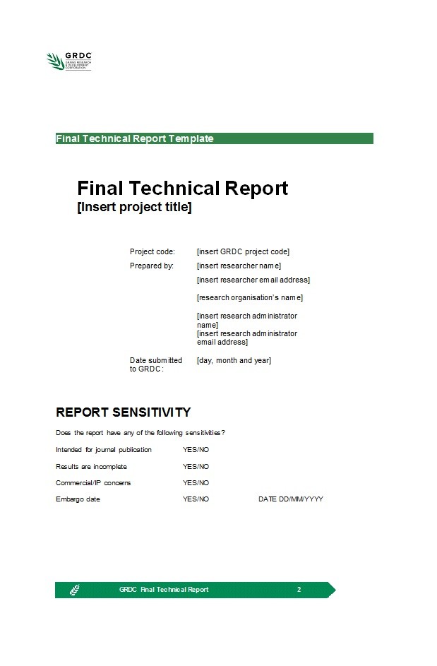 Template For Technical Report