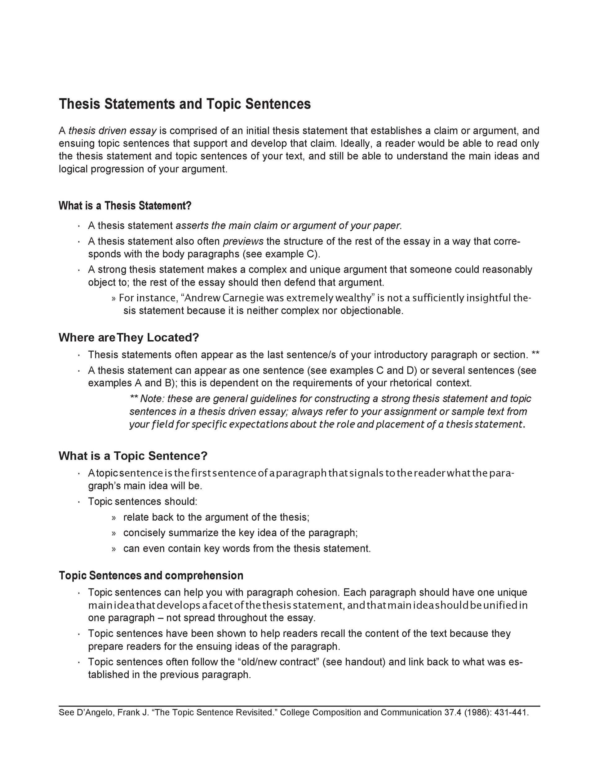 what should a thesis statement contain