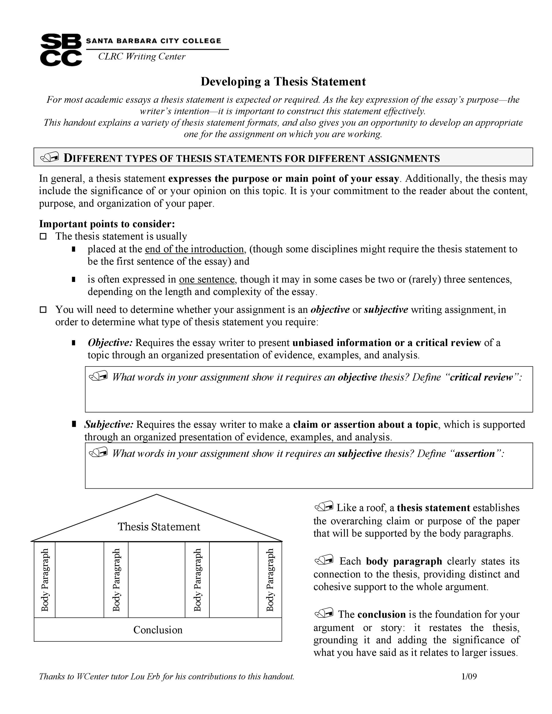 Free thesis statement template 14