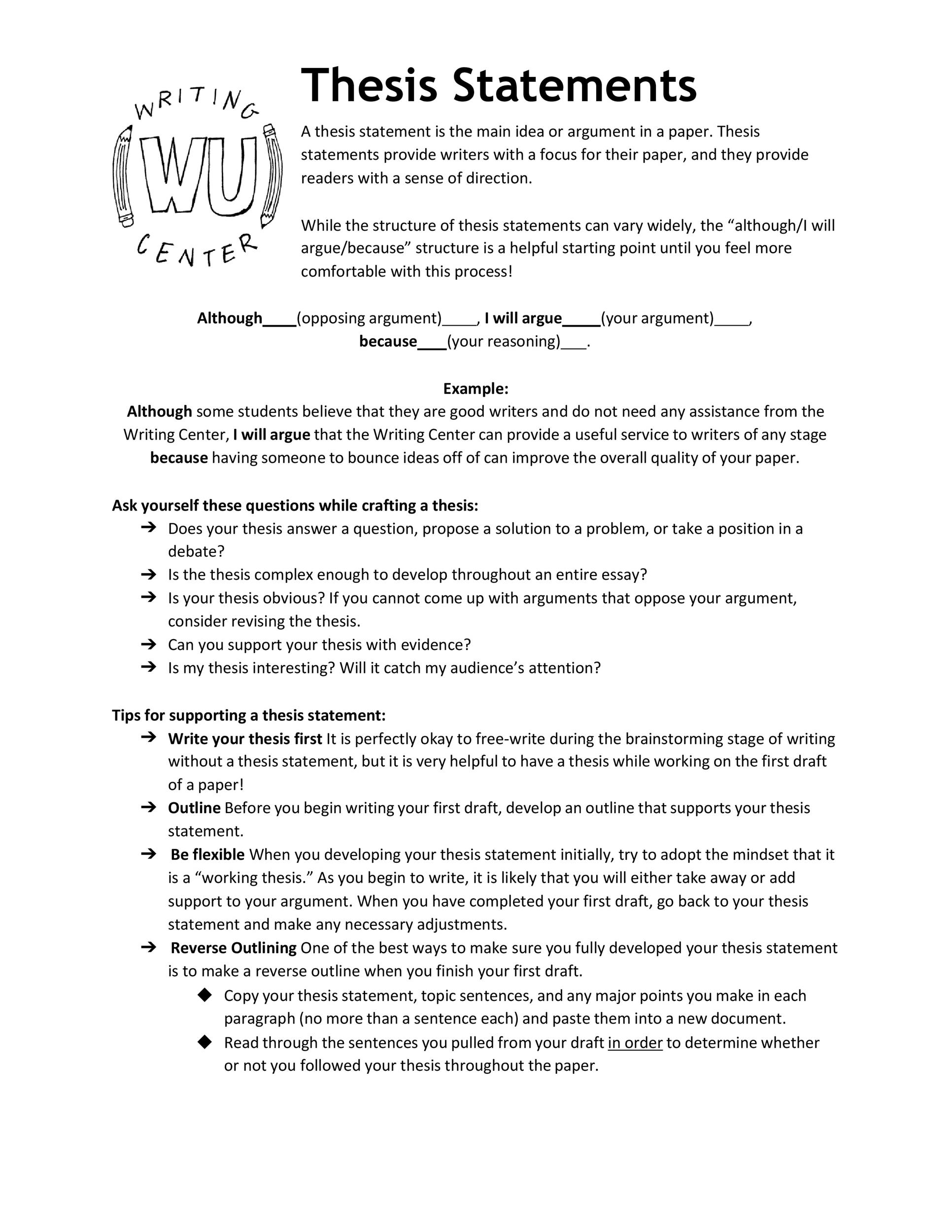 Free thesis statement template 17