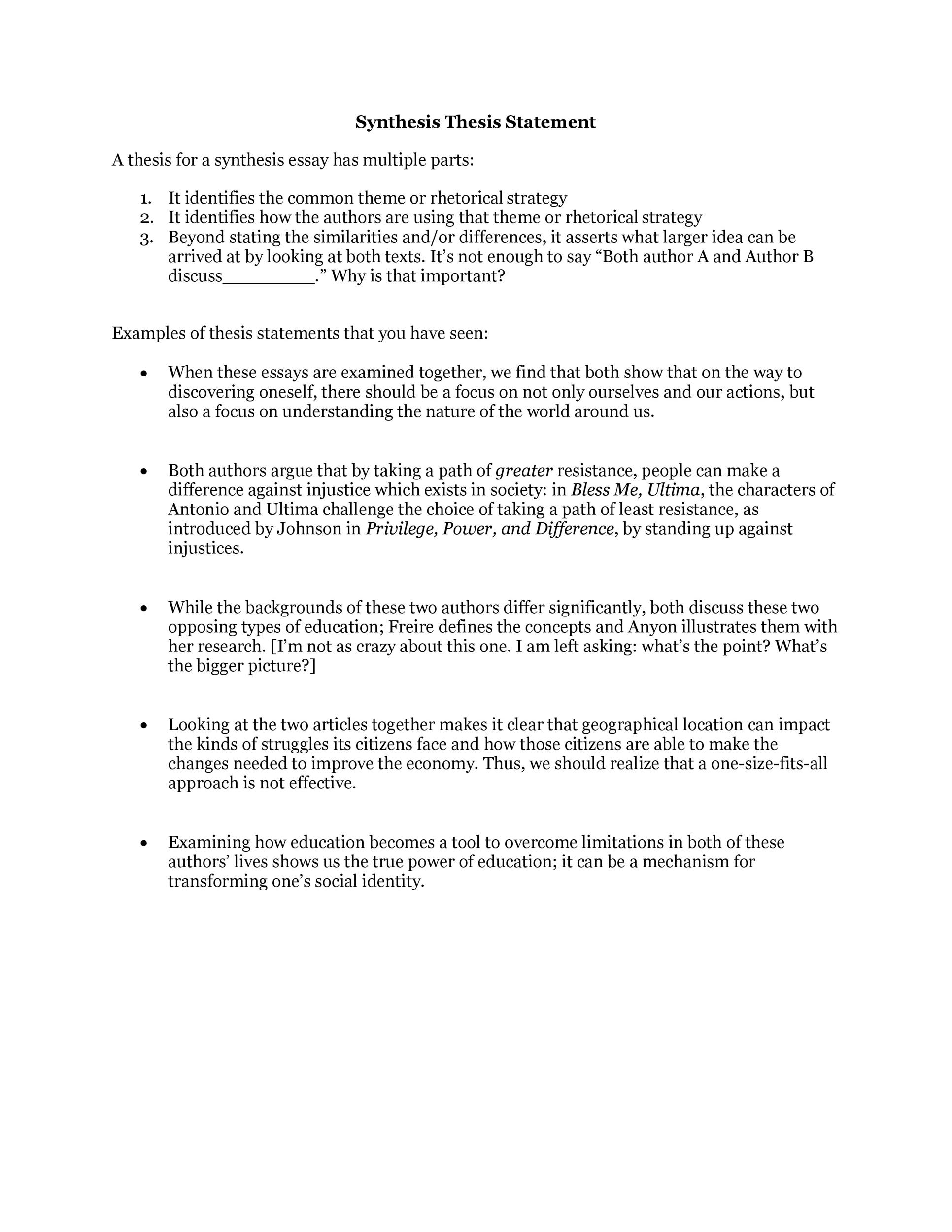 Examples of argumentative thesis statements for essays