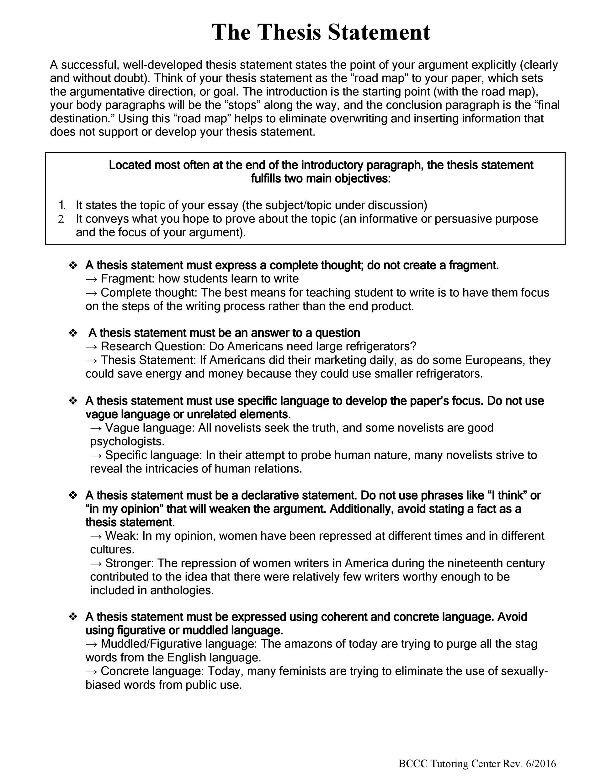Free thesis statement template 33
