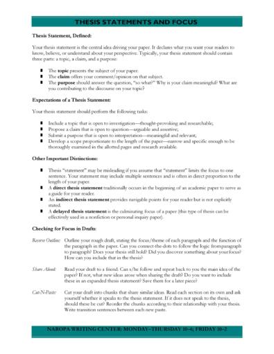 Thesis Statement Templates