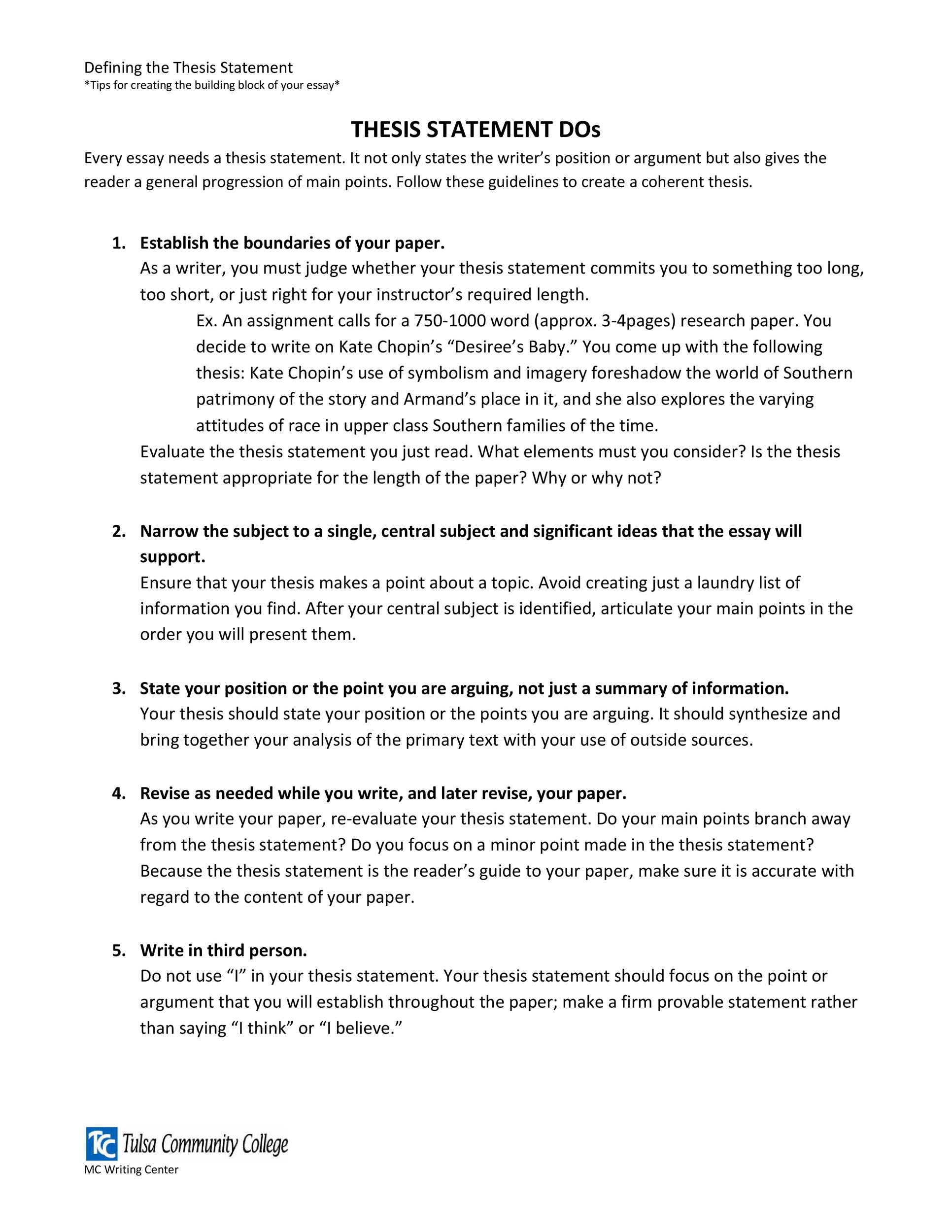 Free thesis statement template 45
