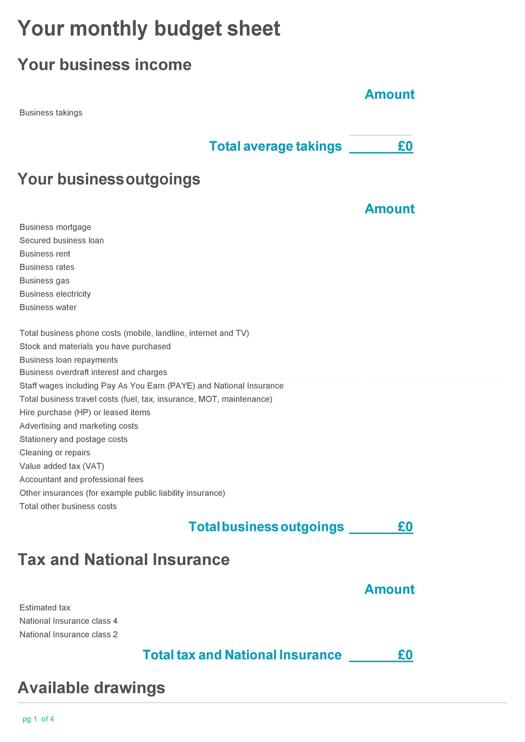Free business budget template 01