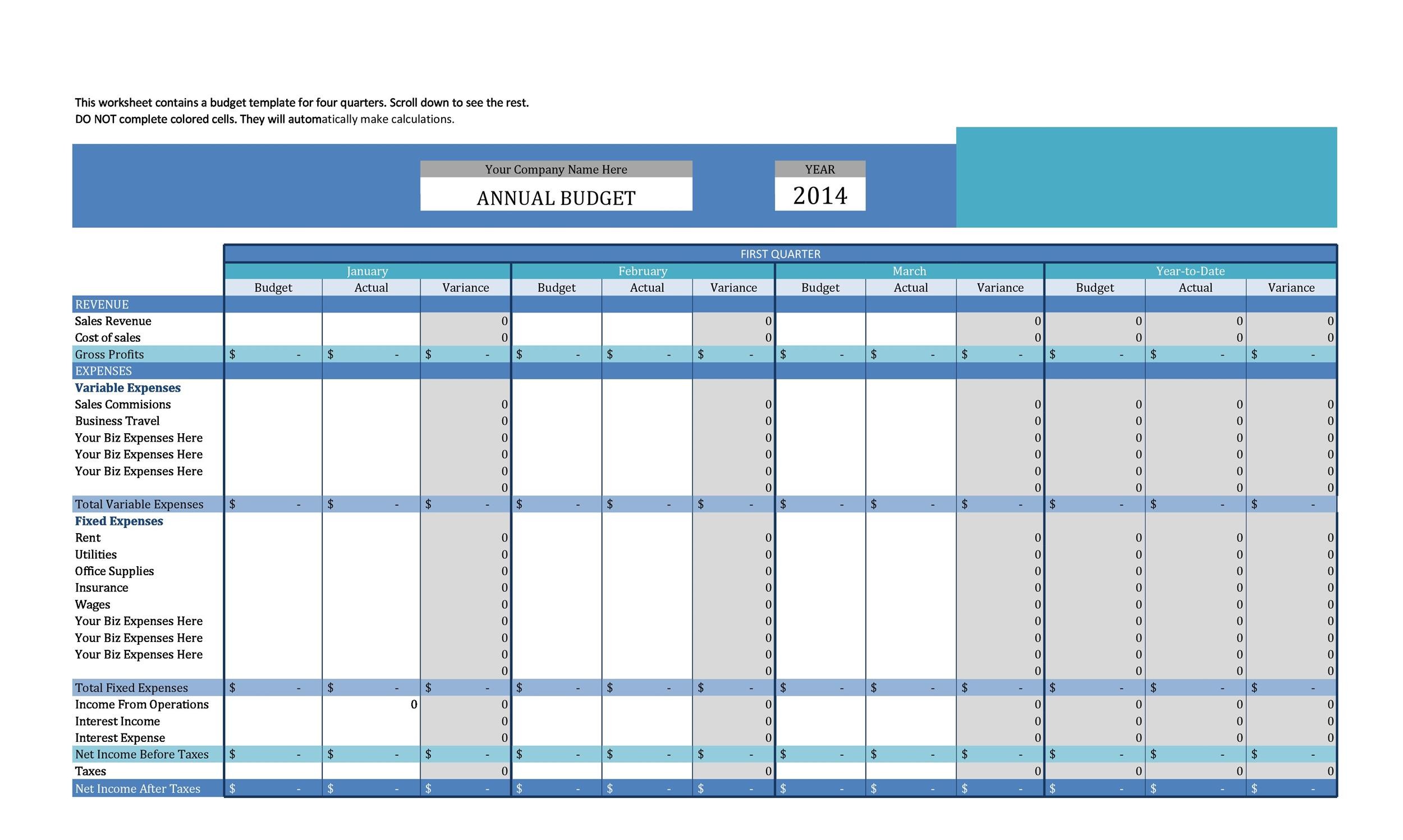 Plantilla de presupuesto empresarial gratis 14