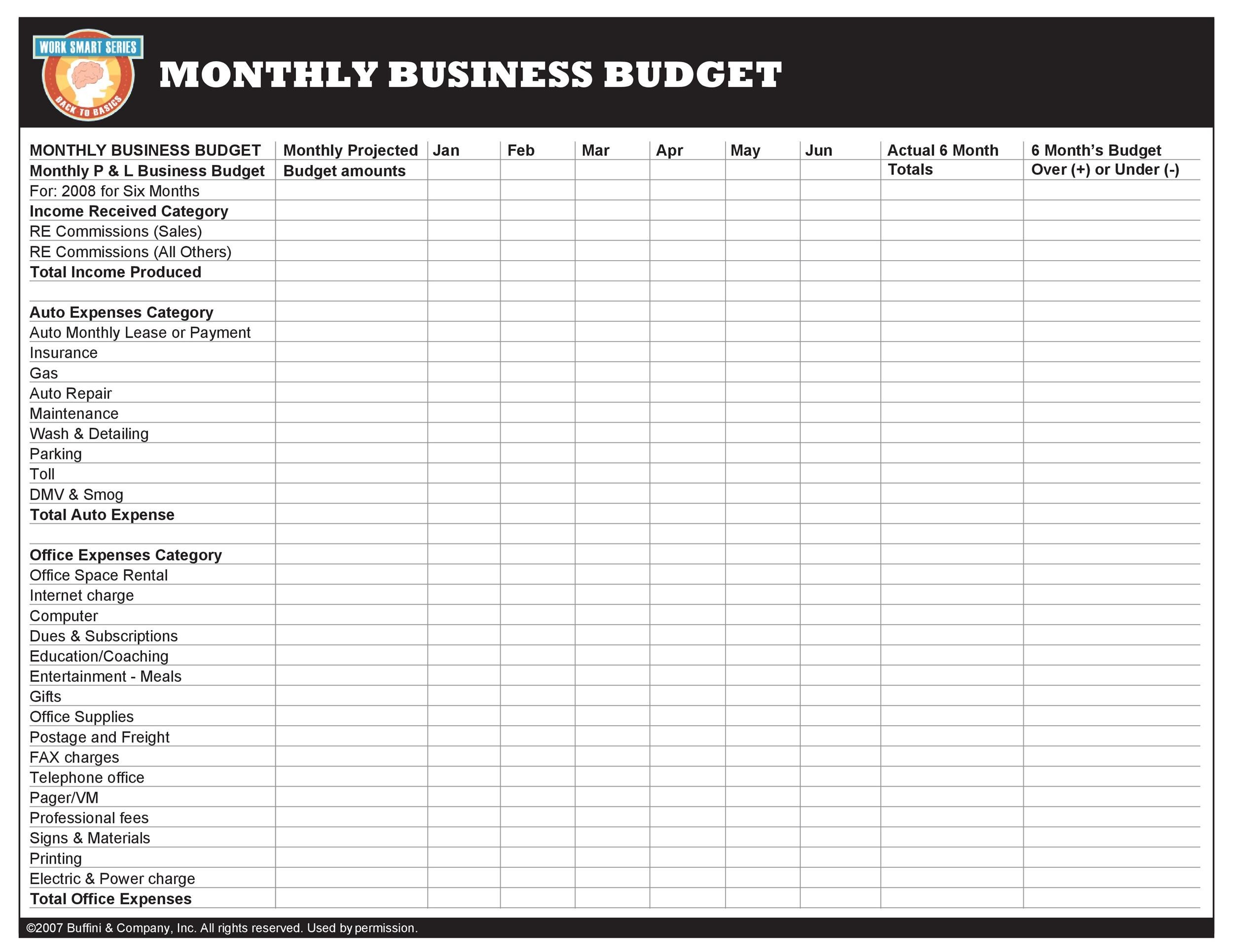 Free business budget template 30