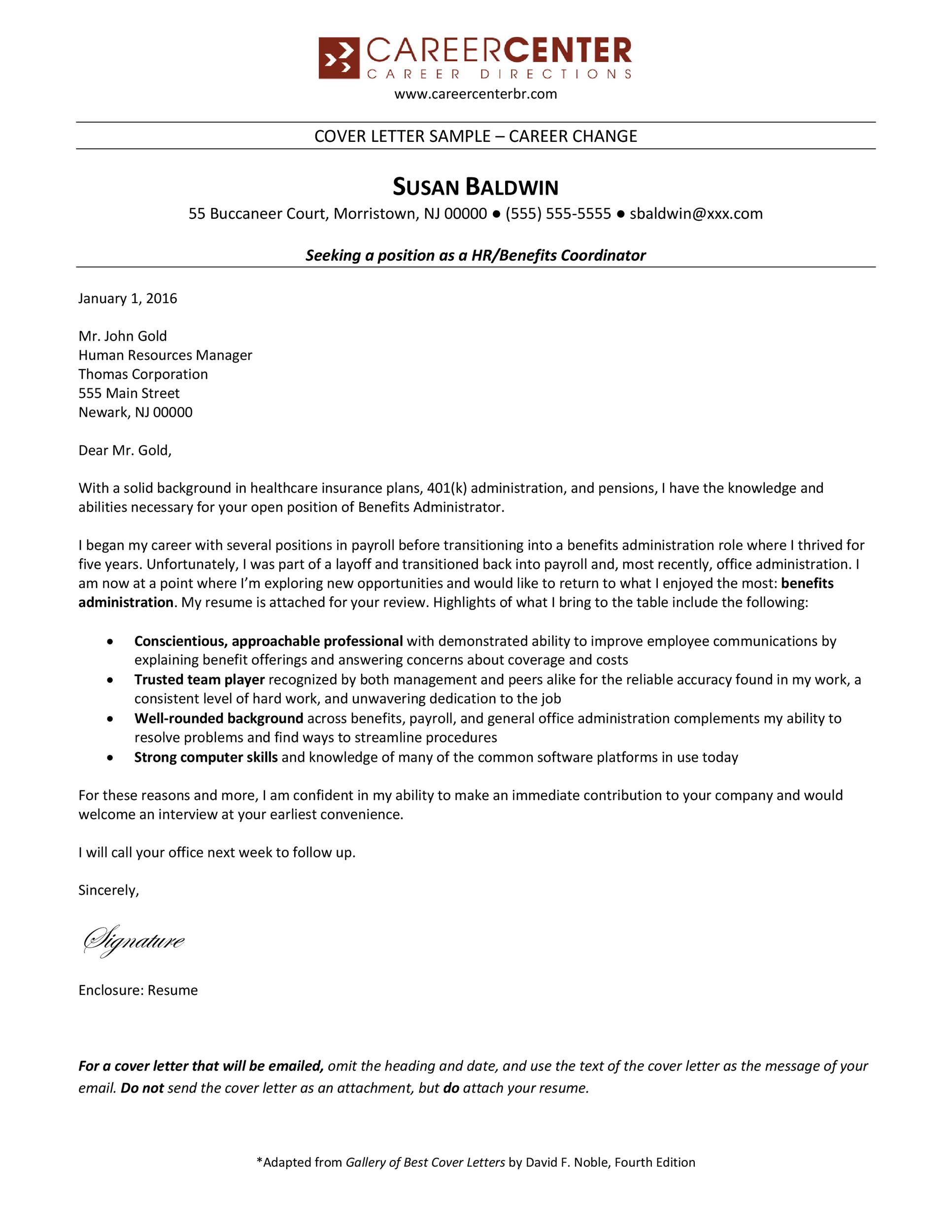 Cover Letter For Change In Career Database Letter Template Collection   Career Change Cover Letter 03 