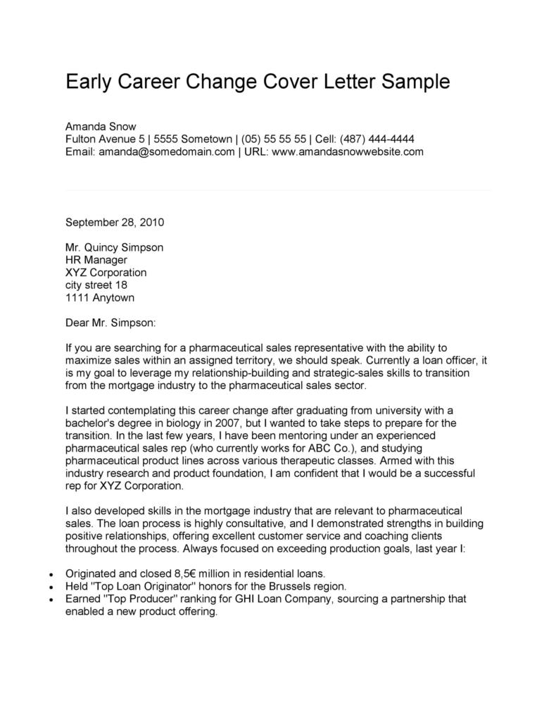 cover letter email career change