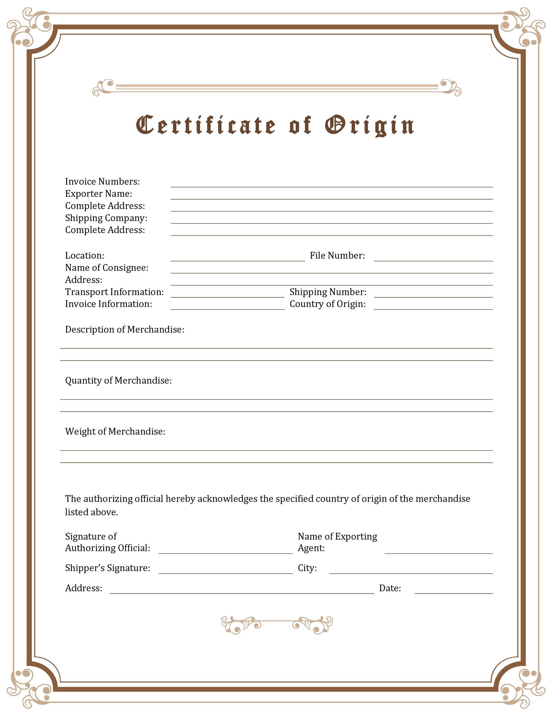 Free certificate of origin 03
