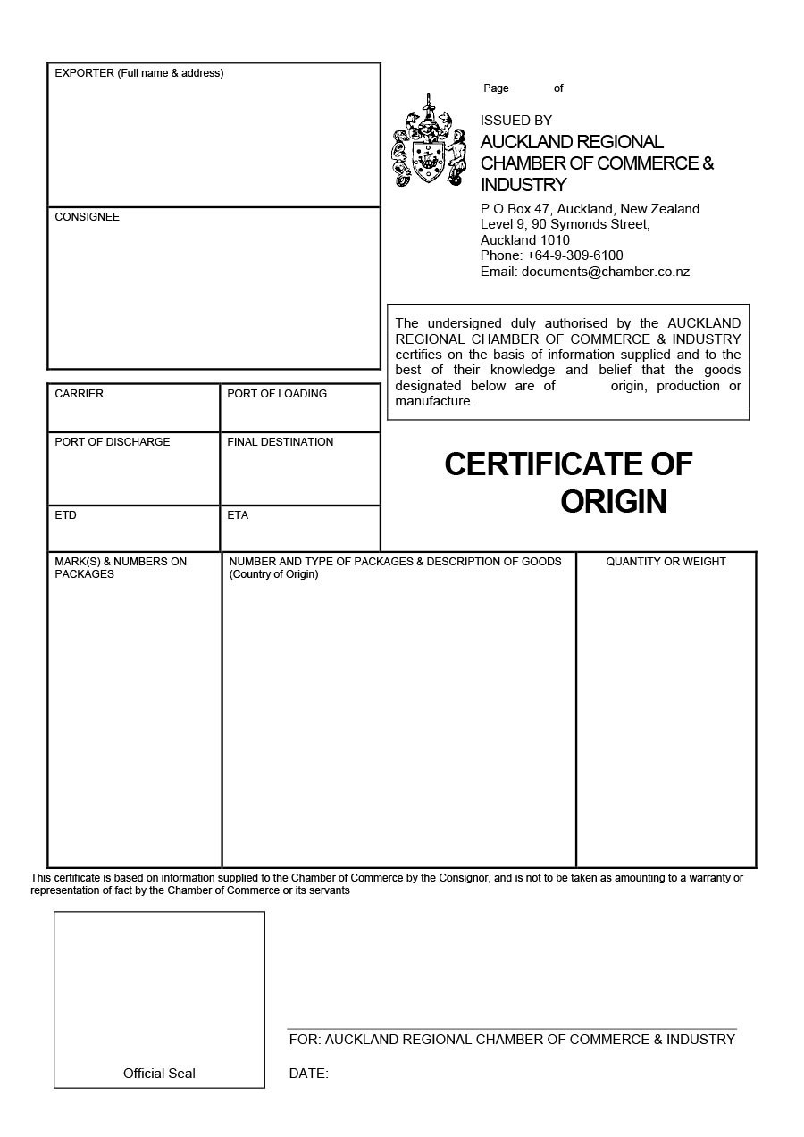 Free certificate of origin 09