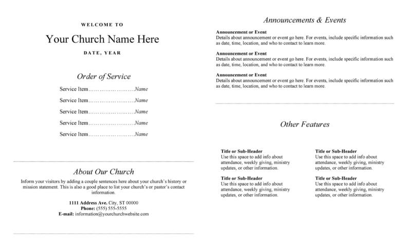 presentation church bulletin