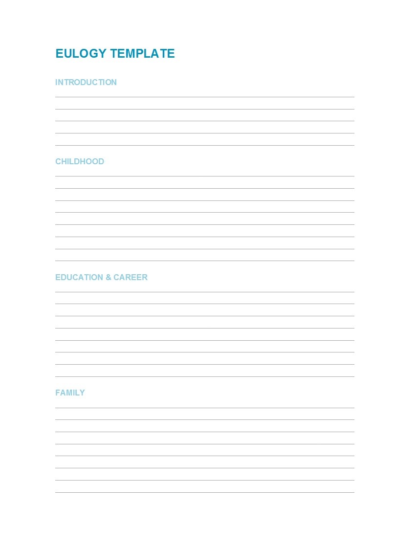 Free eulogy template 01