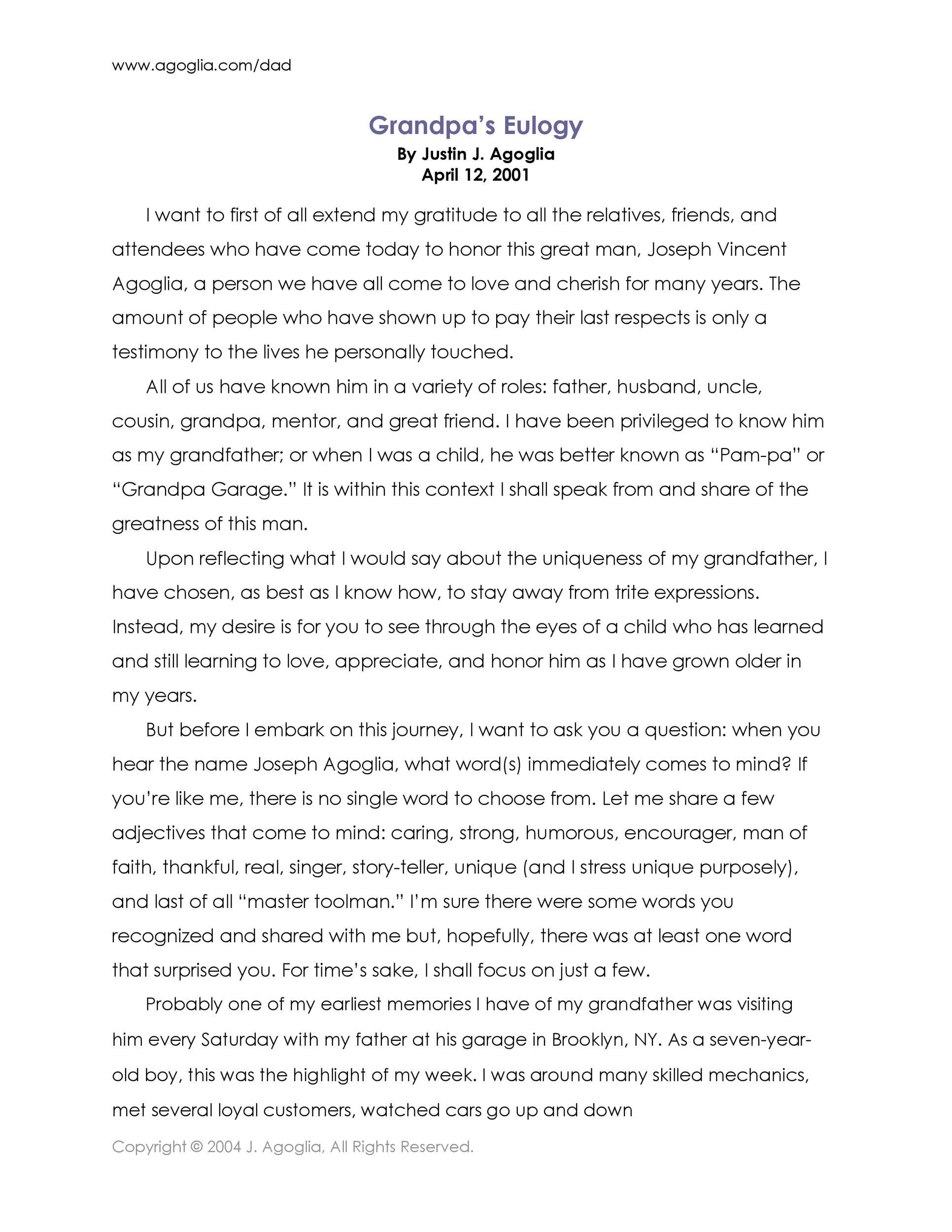 50 Best Eulogy Templates (For Relatives or Friends) ᐅ TemplateLab