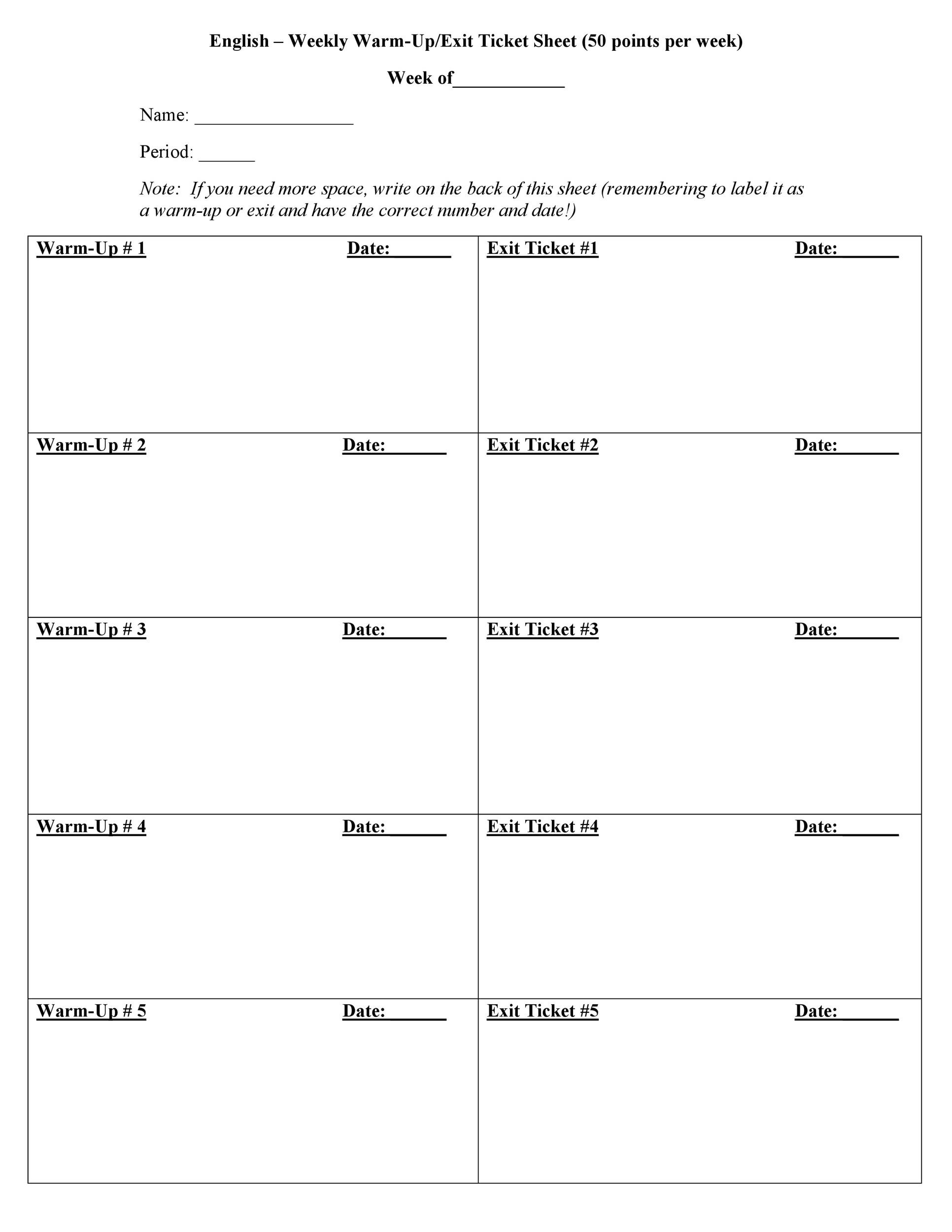 Free exit ticket template 24