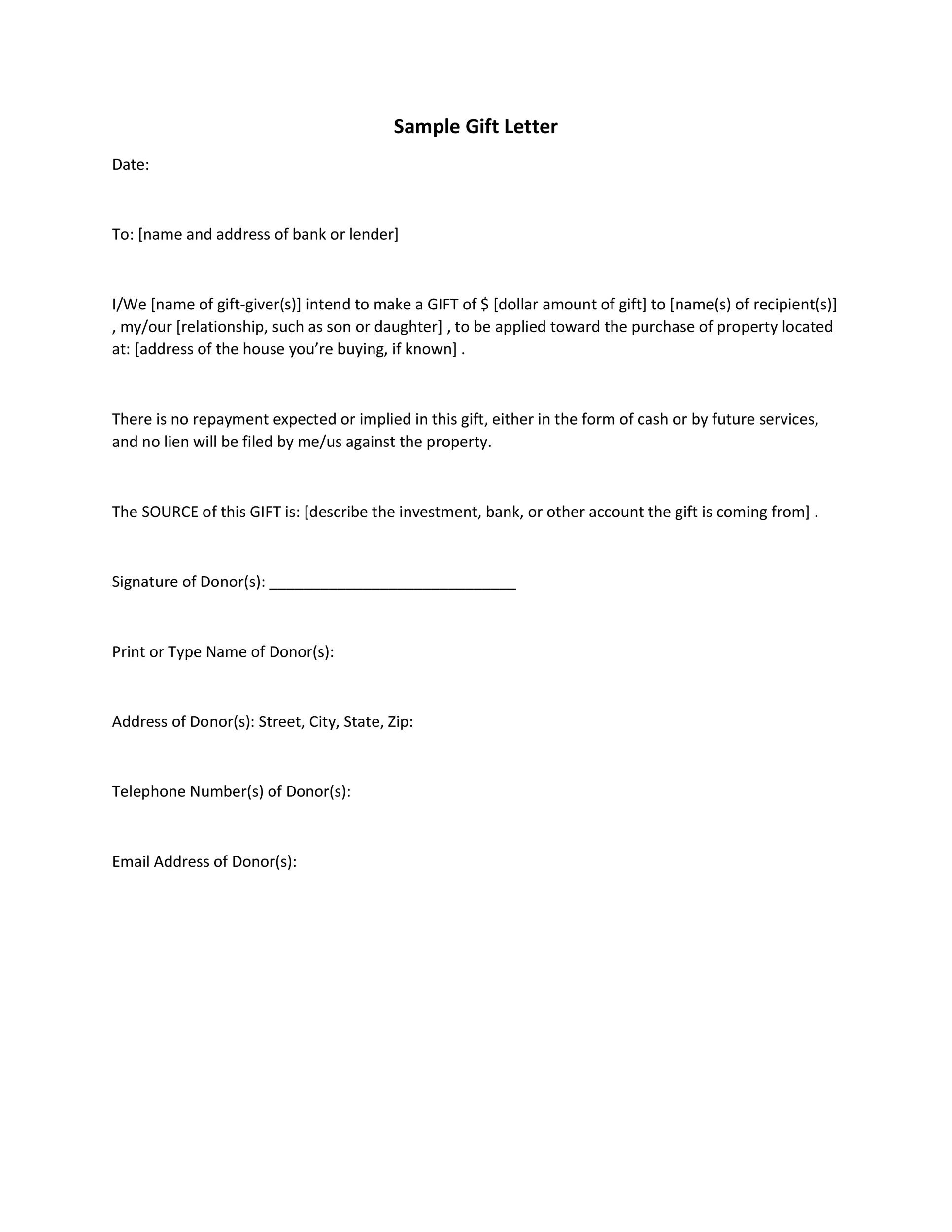 How Write A Gift Letter Printable Form, Templates and Letter