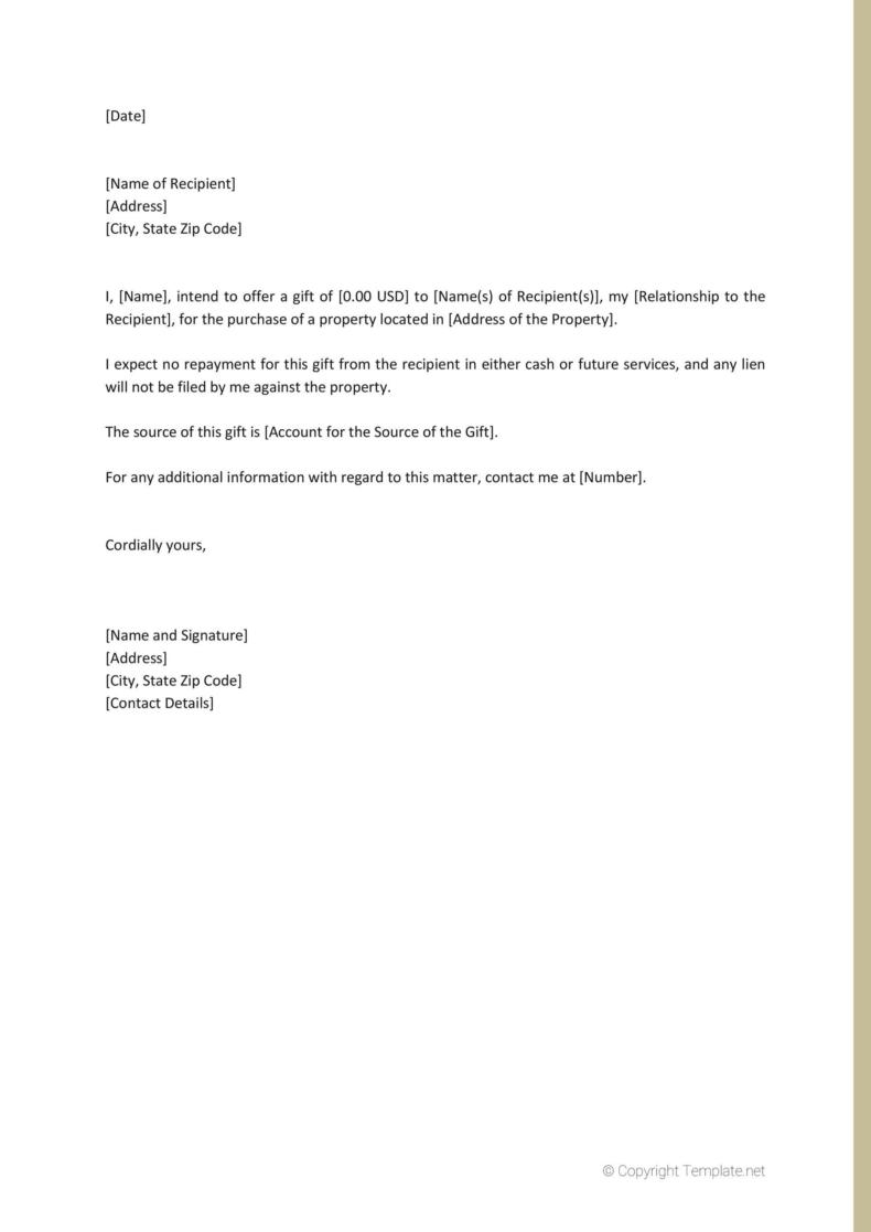 35 best gift letter templates word pdf templatelab