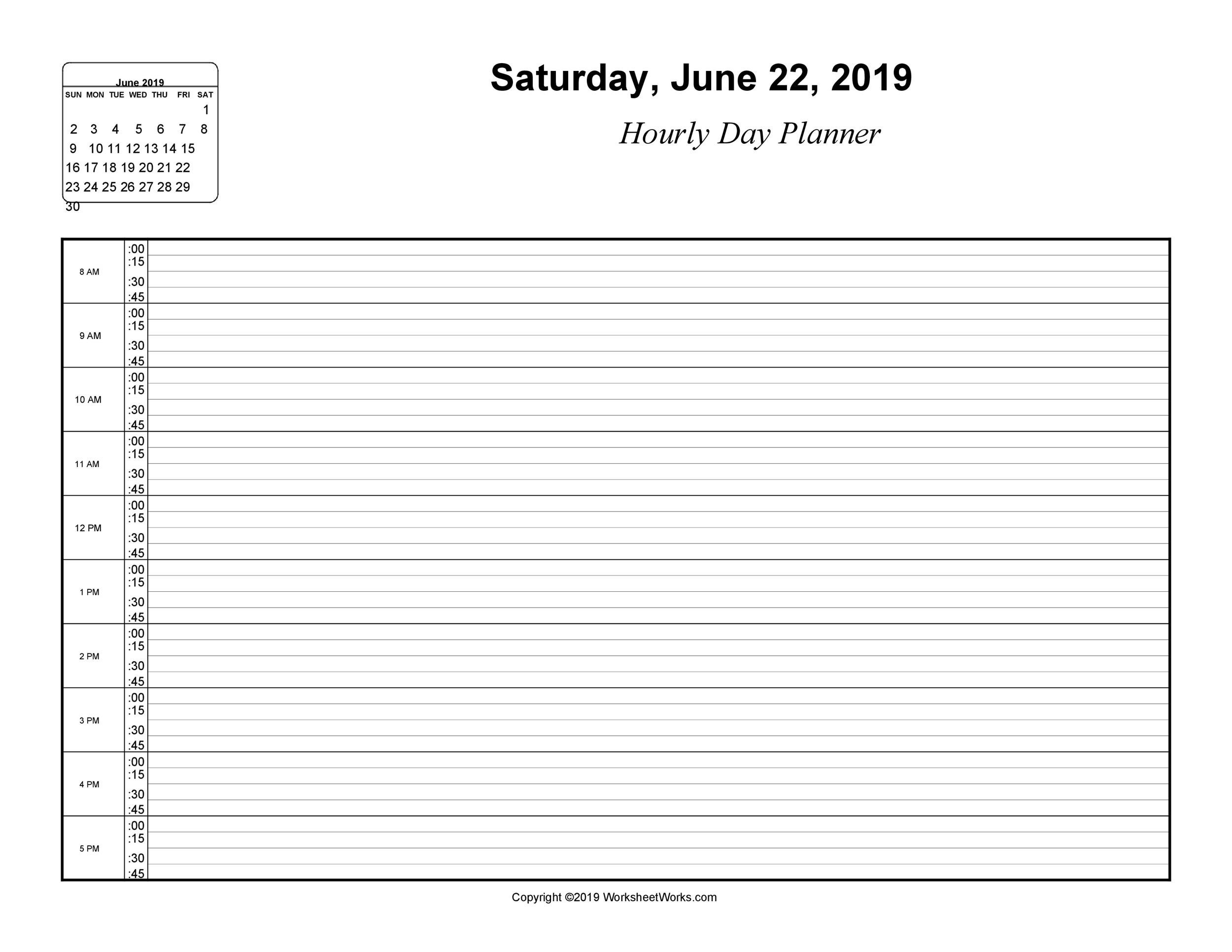 Free hourly schedule template 01