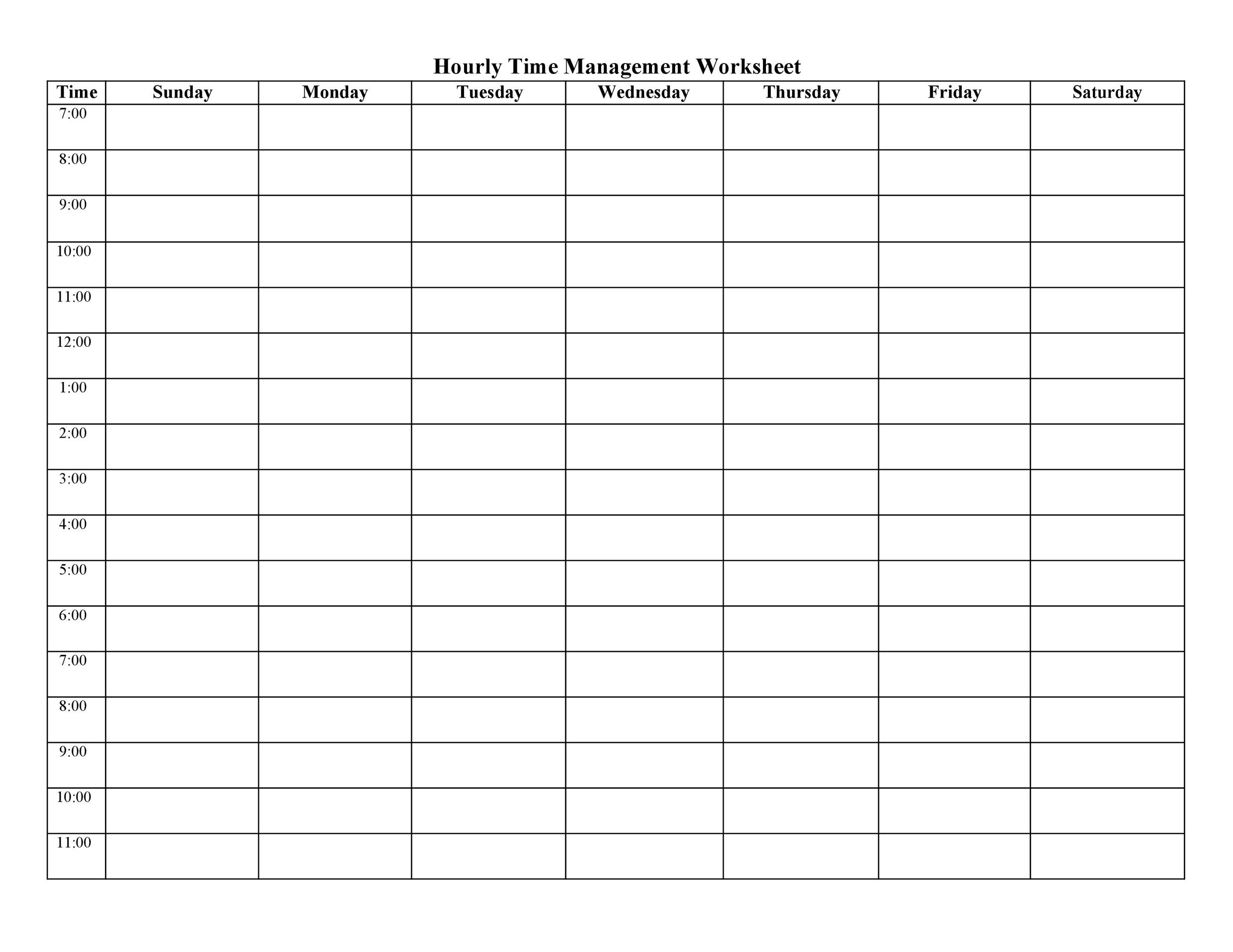 Free hourly schedule template 04