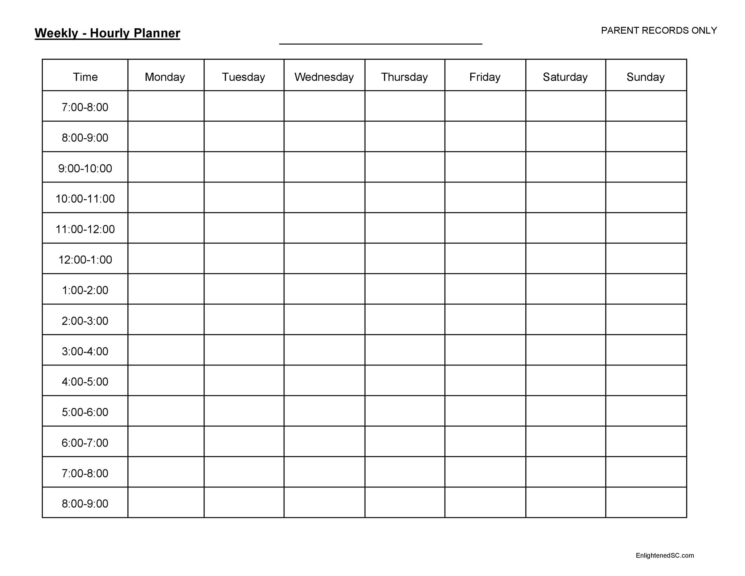 Free hourly schedule template 26