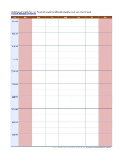 Hourly Schedule Templates