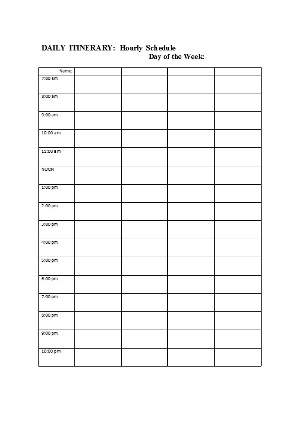 Free hourly schedule template 36